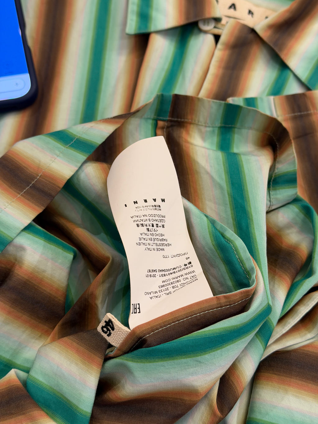 Marni Striped Button Up Shirt
- Green / Brown