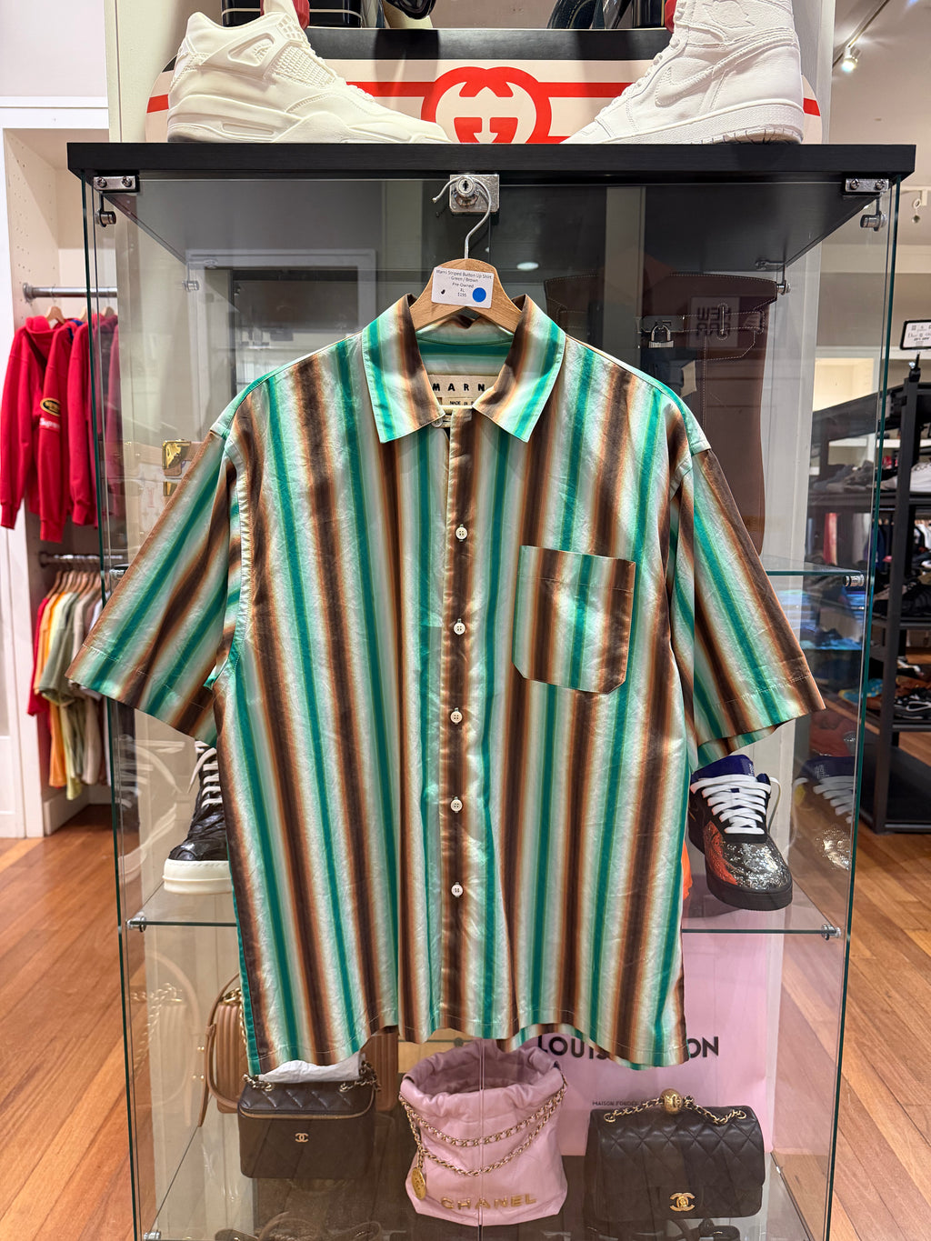 Marni Striped Button Up Shirt
- Green / Brown