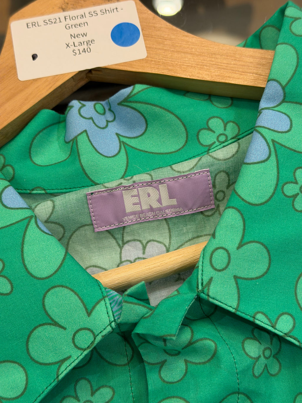ERL SS21 Floral SS Shirt -
Green