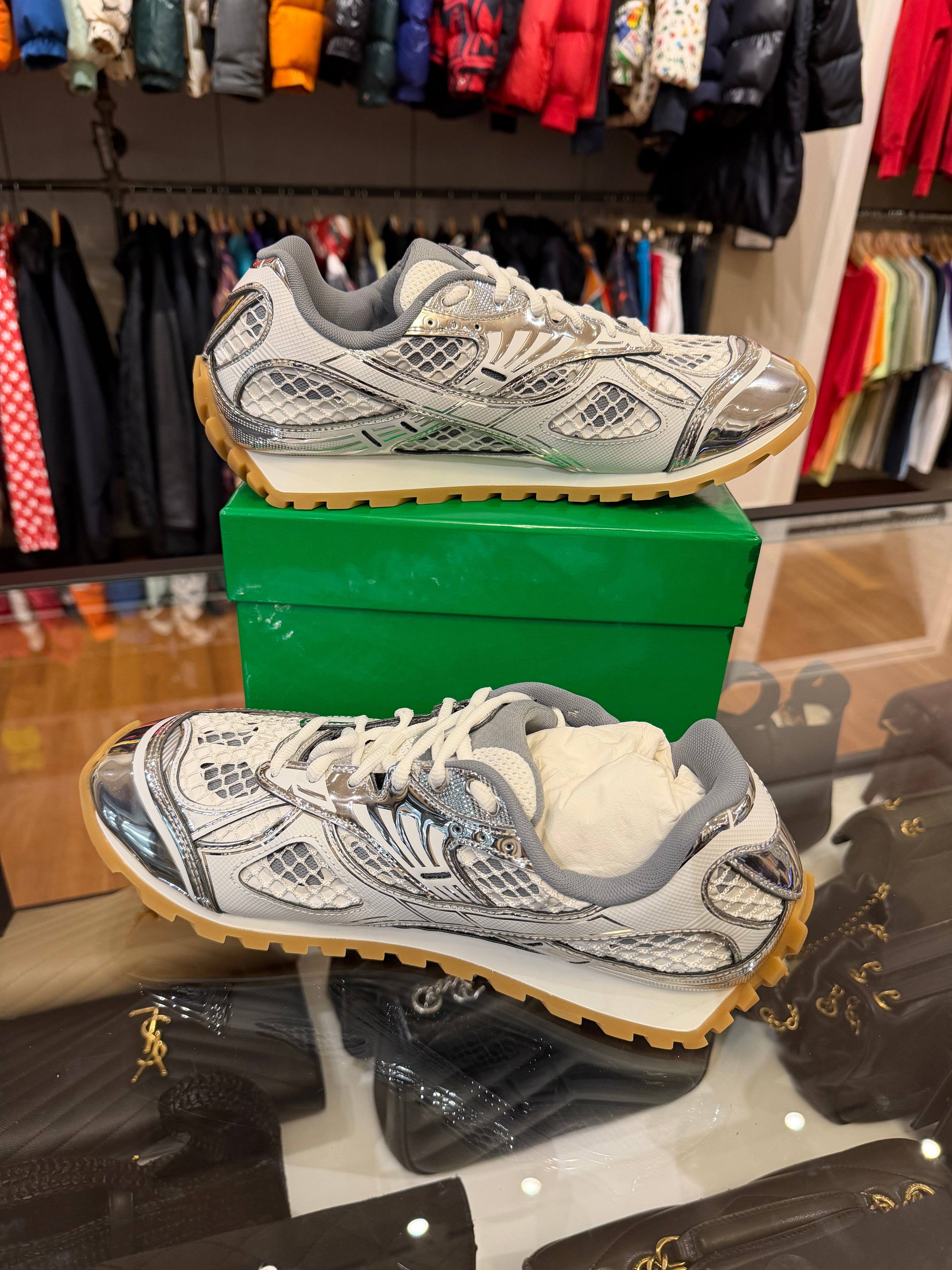Bottega Veneta Orbit Sneaker-Silver/White