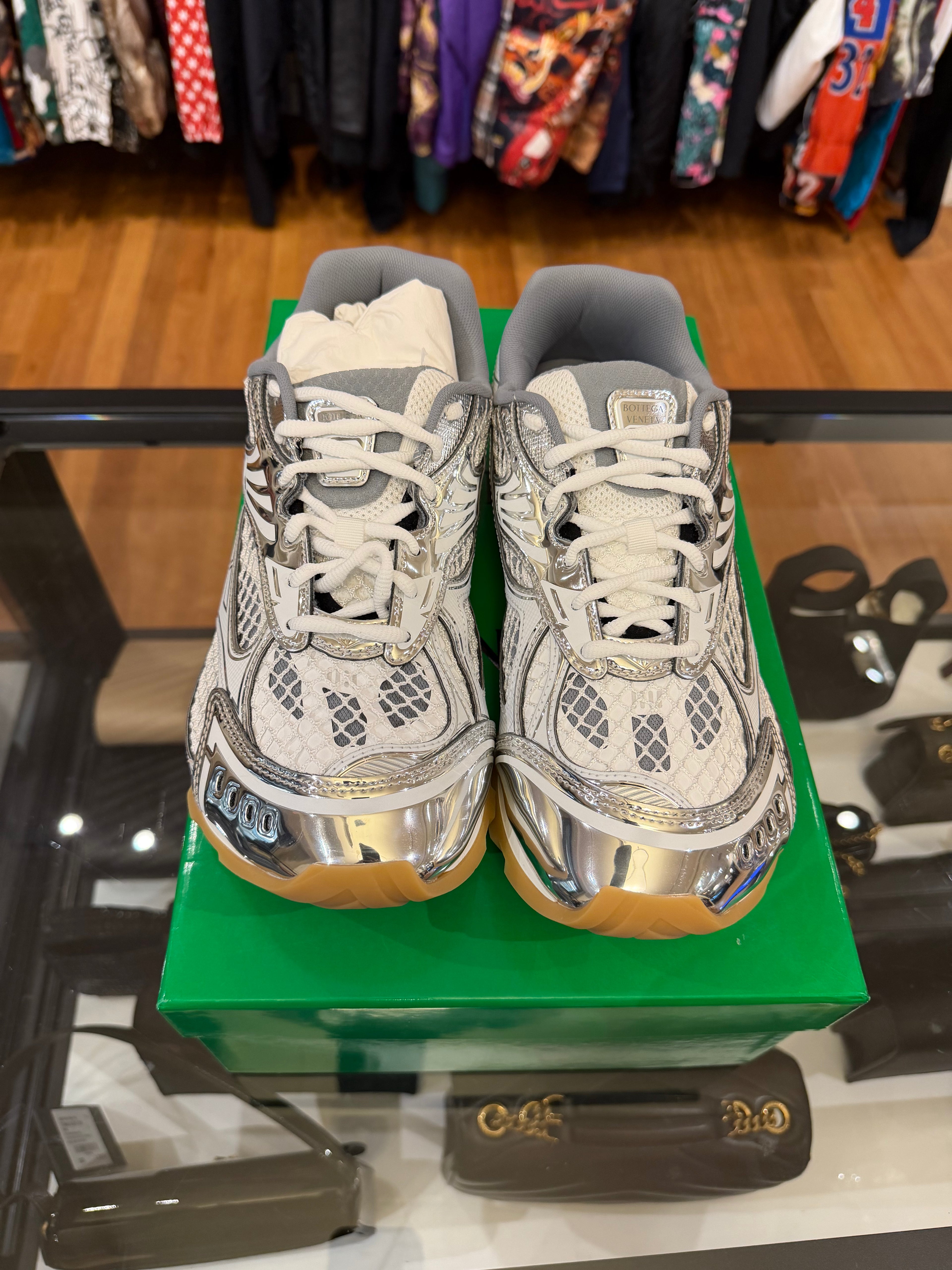 Bottega Veneta Orbit Sneaker-Silver/White
