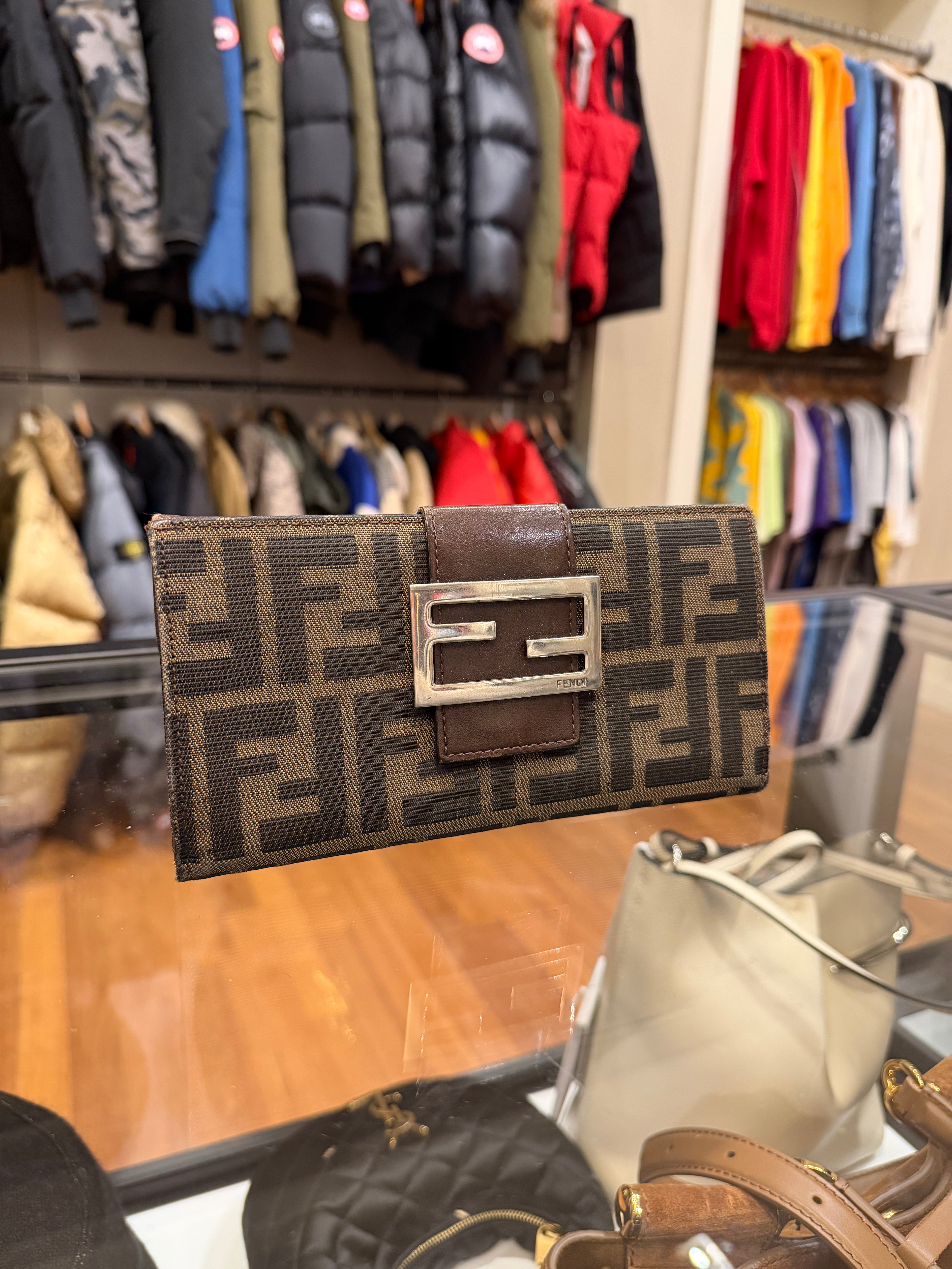 Fendi Zucca FF Logo Canvas Continental Wallet