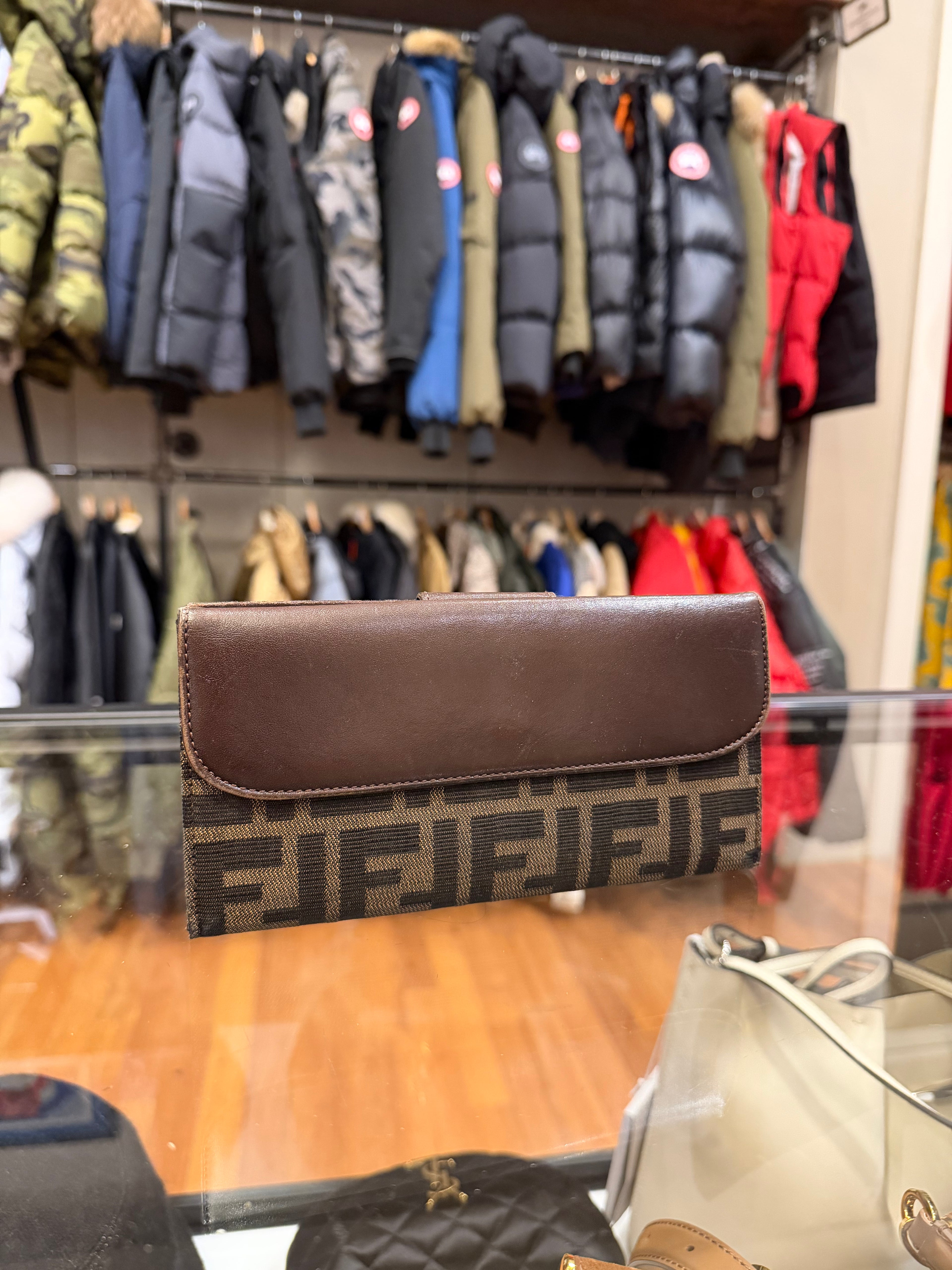Fendi Zucca FF Logo Canvas Continental Wallet