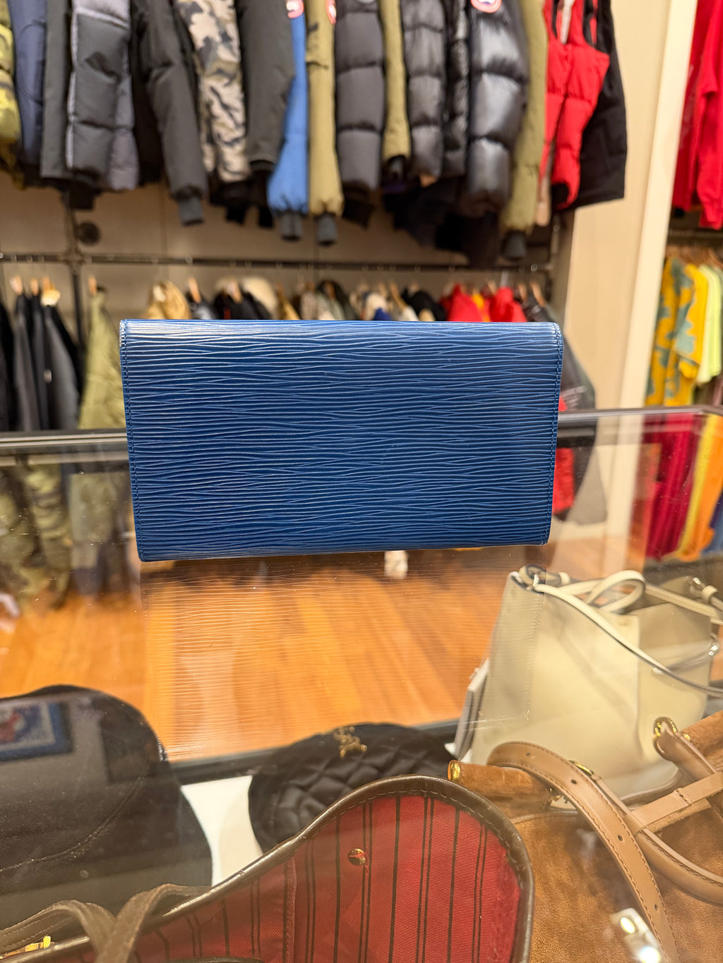 Louis Vuitton Toledo Blue Epi Leather Sarah Wallet