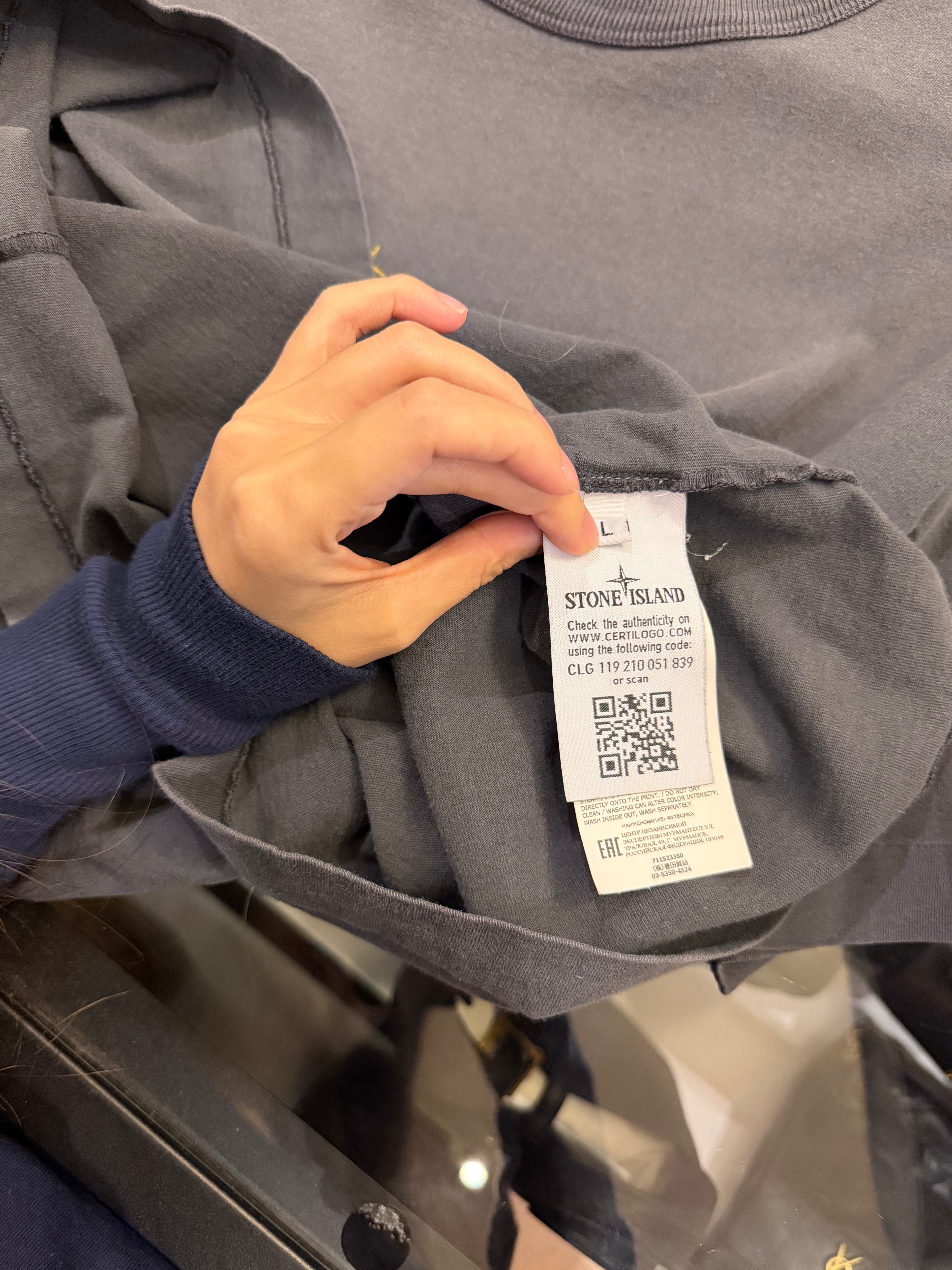Stone Island Cotton Tee -
Washed Black