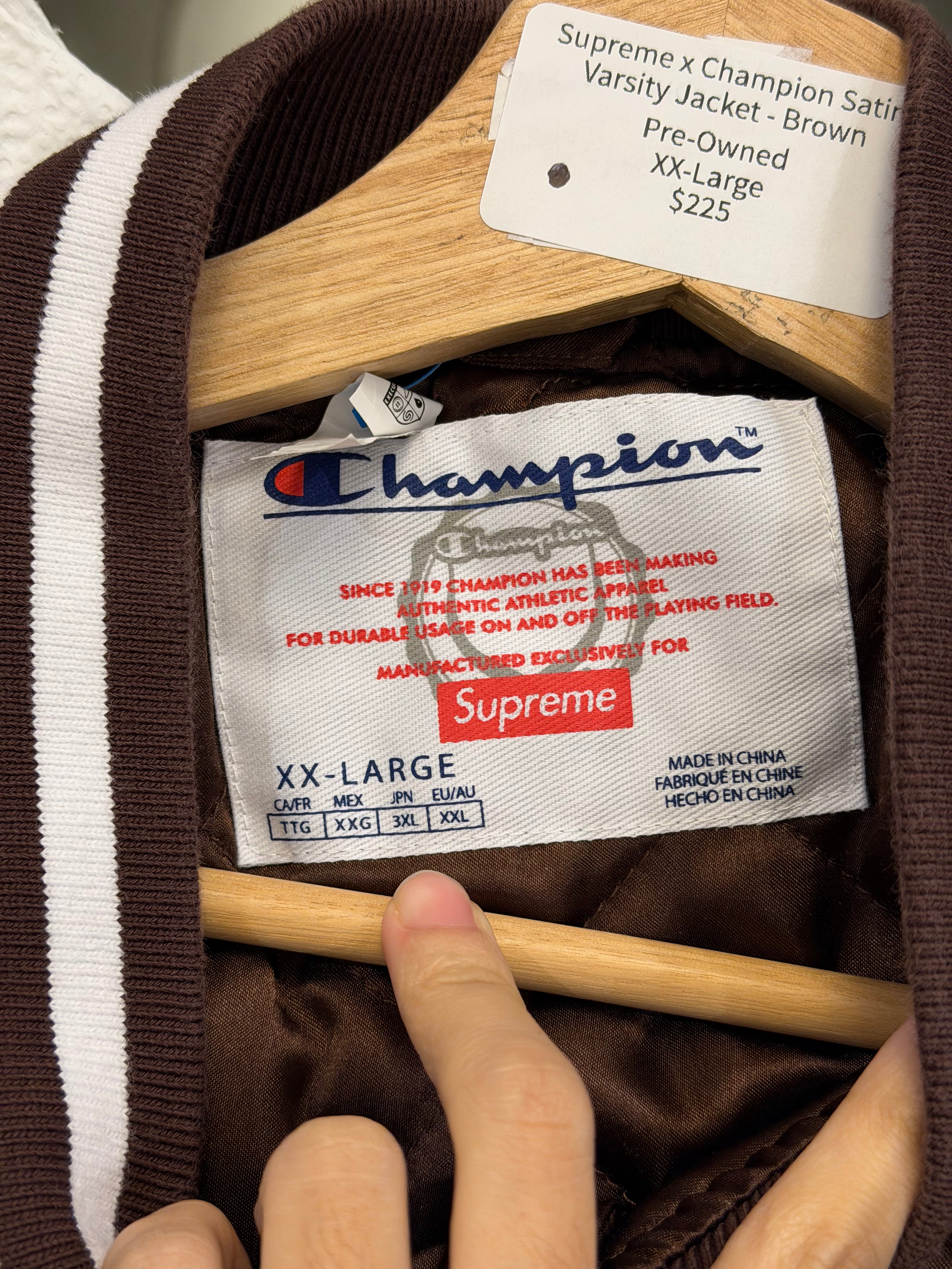 Supreme x Champion Satin
Varsity Jacket - Brown