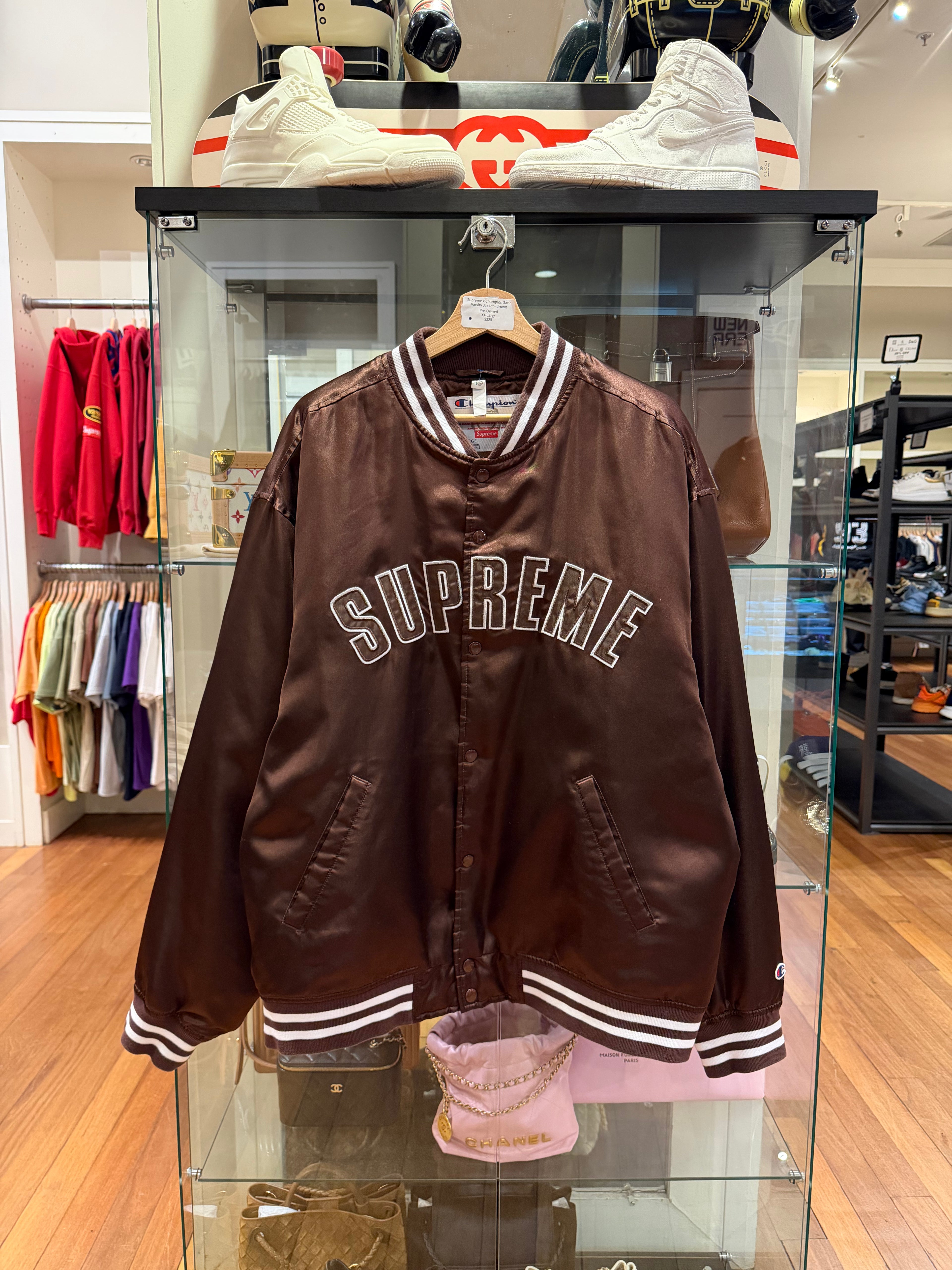 Supreme x Champion Satin
Varsity Jacket - Brown