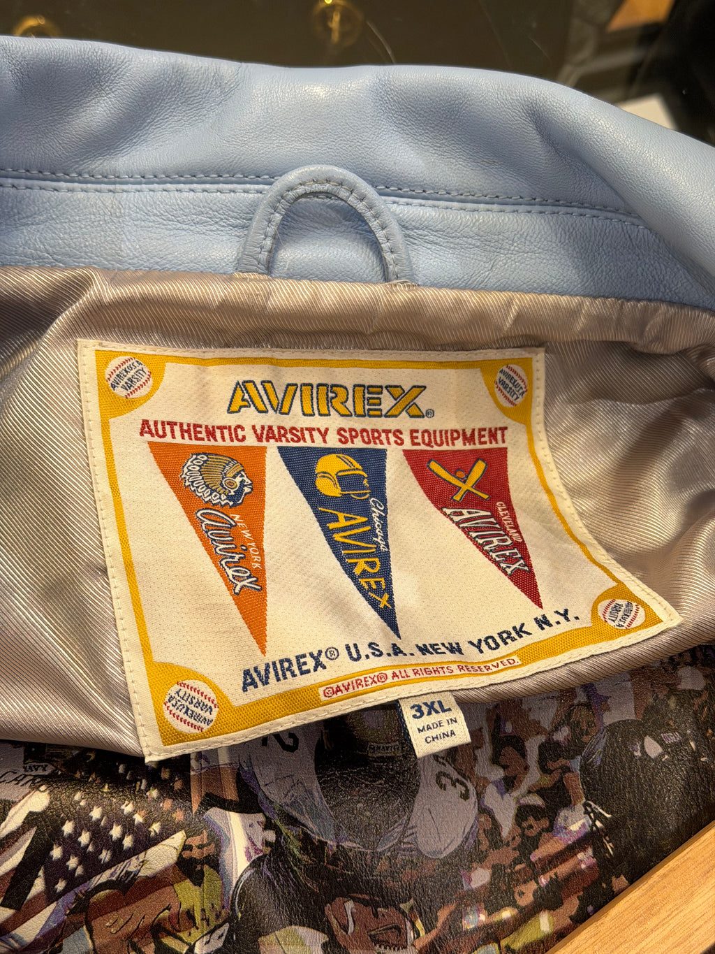 Avirex Legend Colorblock
Leather Bomber Jacket - Blue