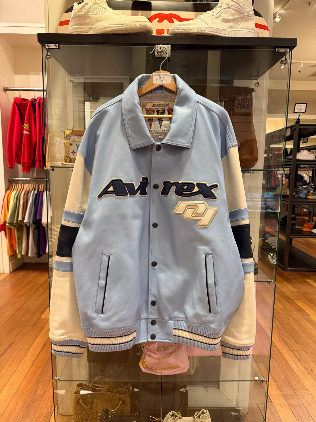Avirex Legend Colorblock
Leather Bomber Jacket - Blue