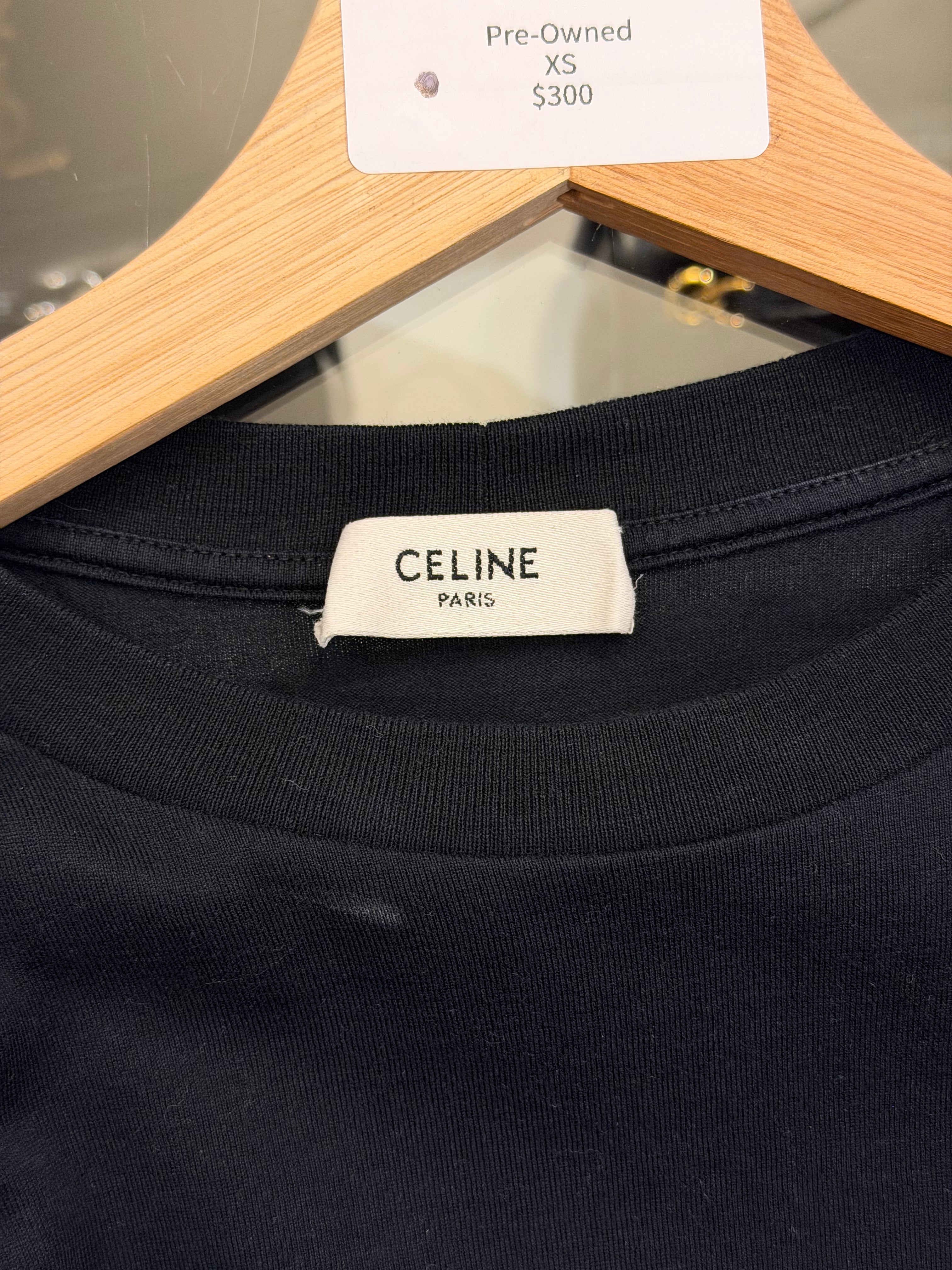 Celine Logo Print Tee - Black