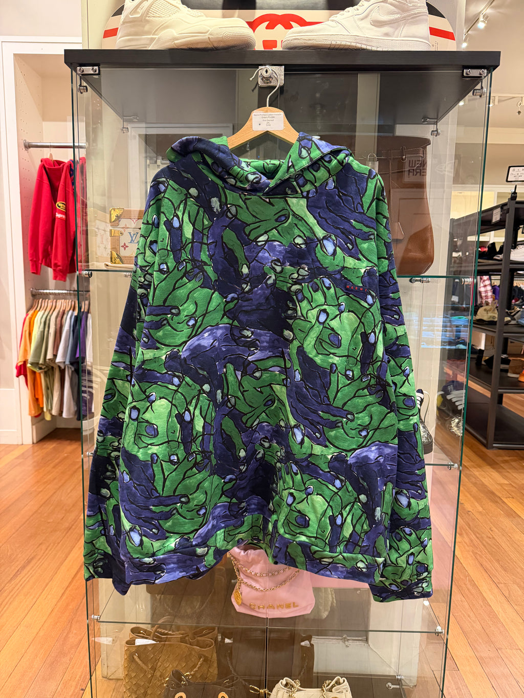 Marni Printed Cotton Hoodie -
Green/Purple