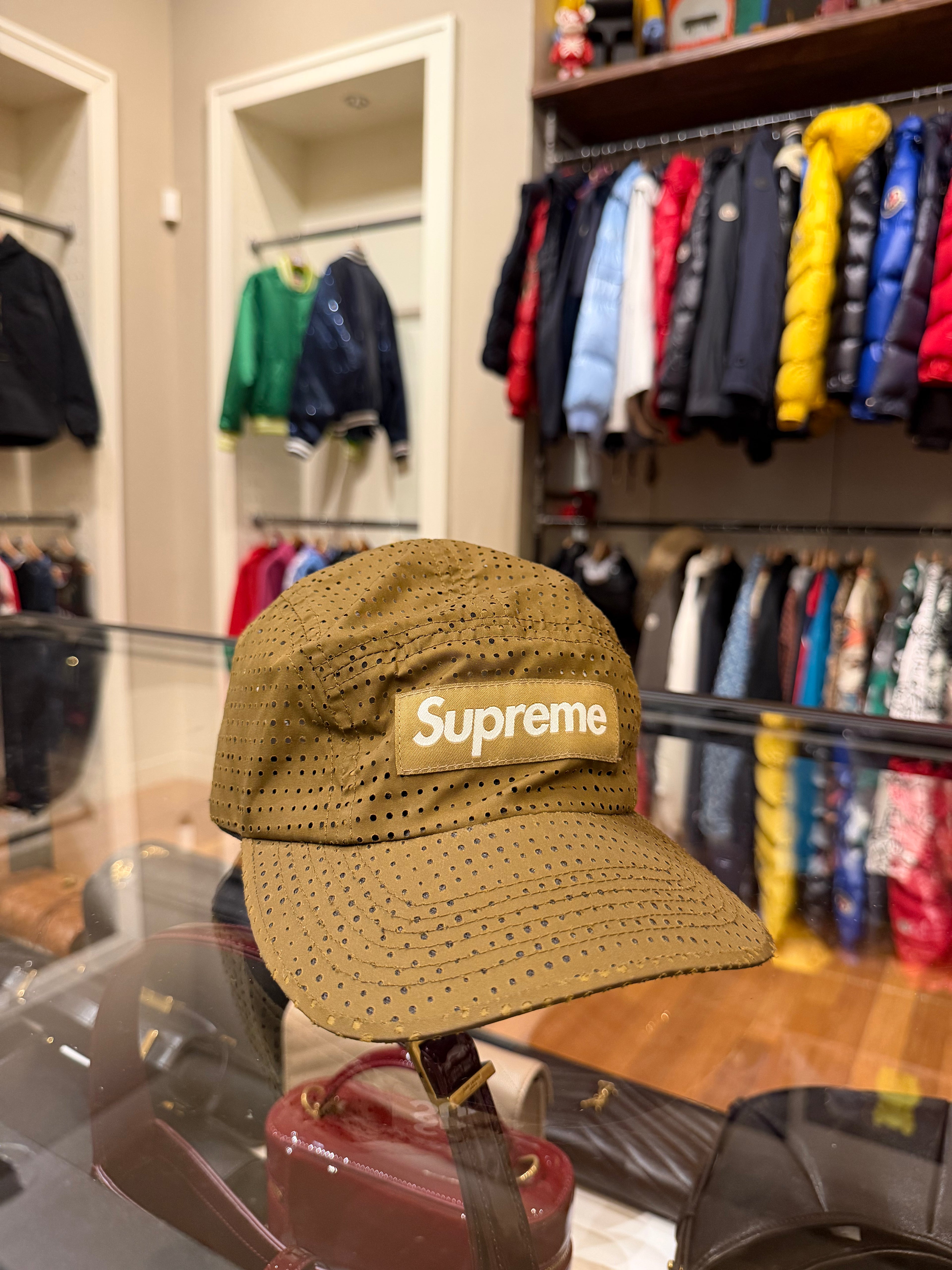 Supreme Perforated Camp Cap (SS22)-Olive Brown