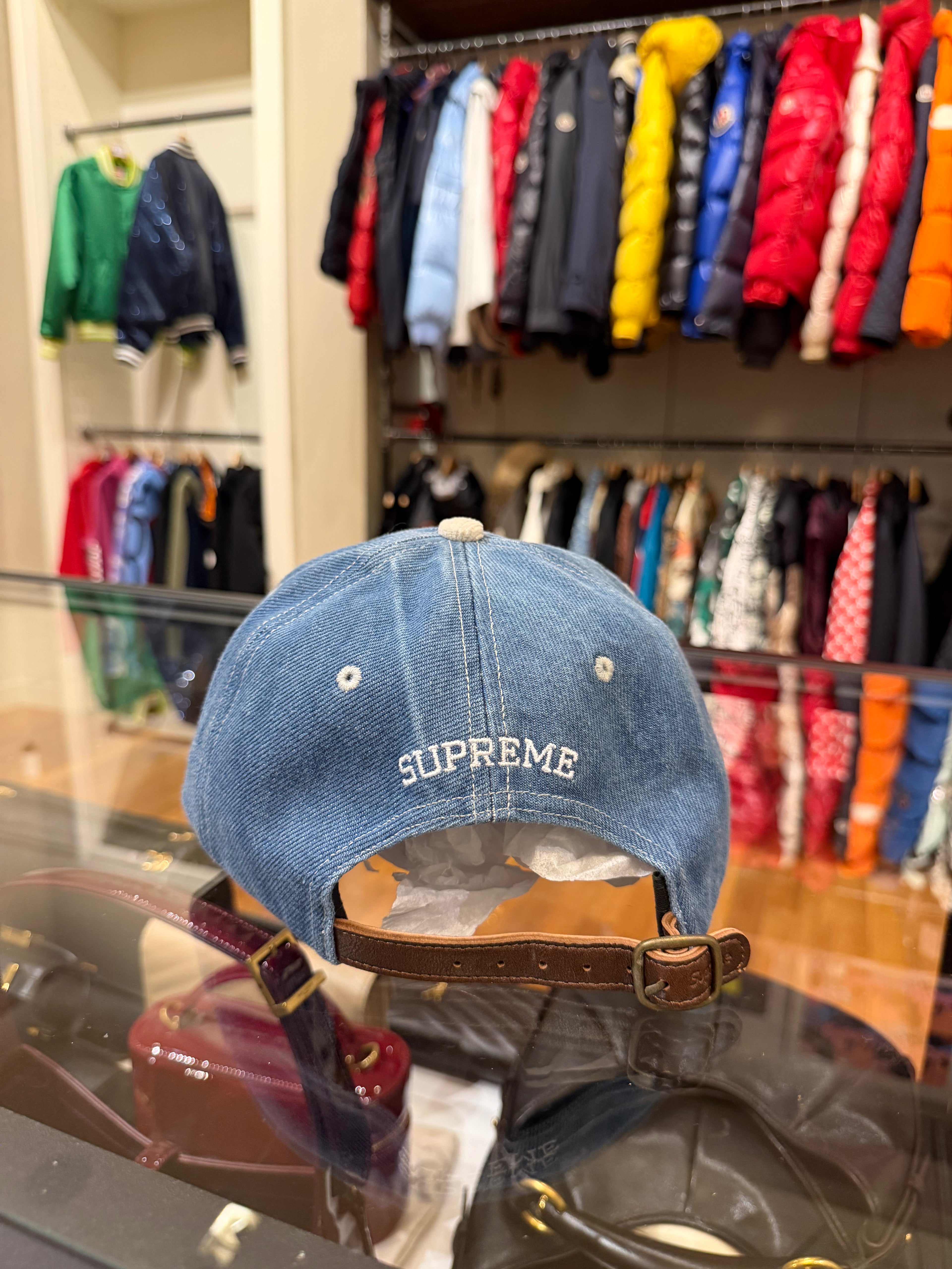 Supreme 2 -Tone Logo Hat in Washed Denim