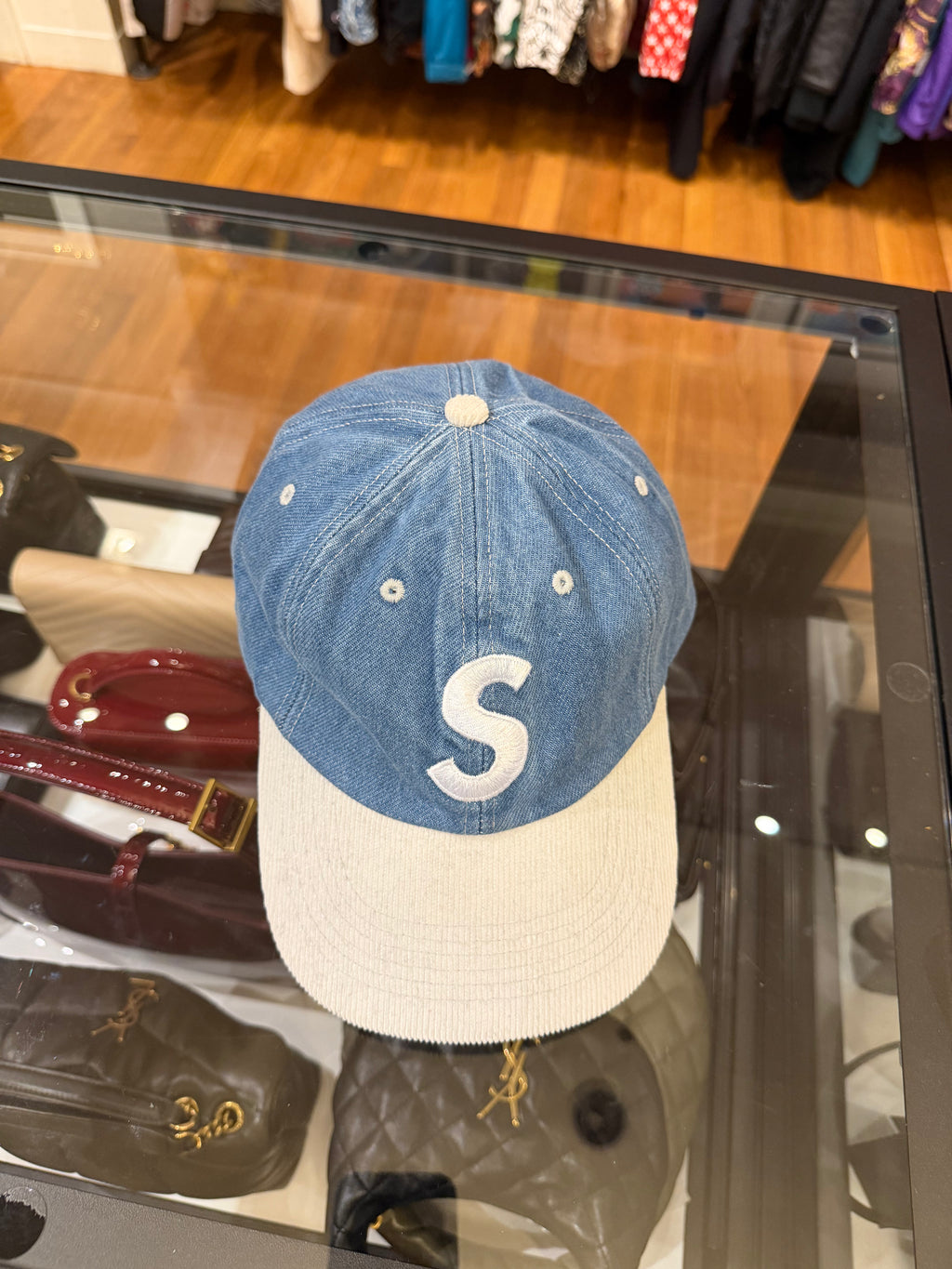 Supreme 2 -Tone Logo Hat in Washed Denim