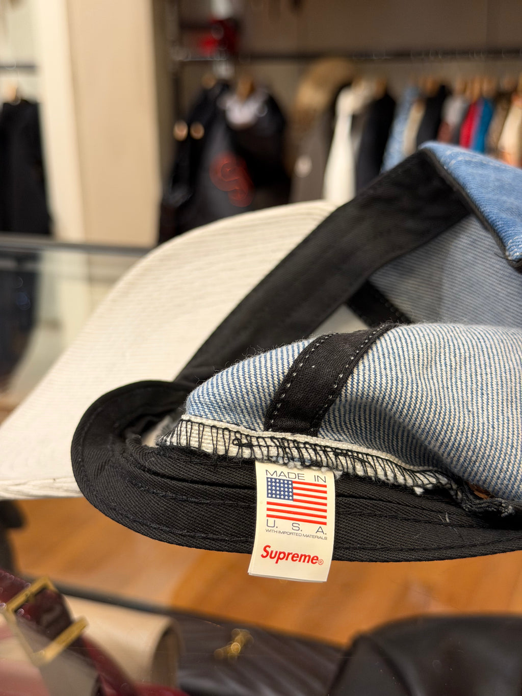 Supreme 2 -Tone Logo Hat in Washed Denim