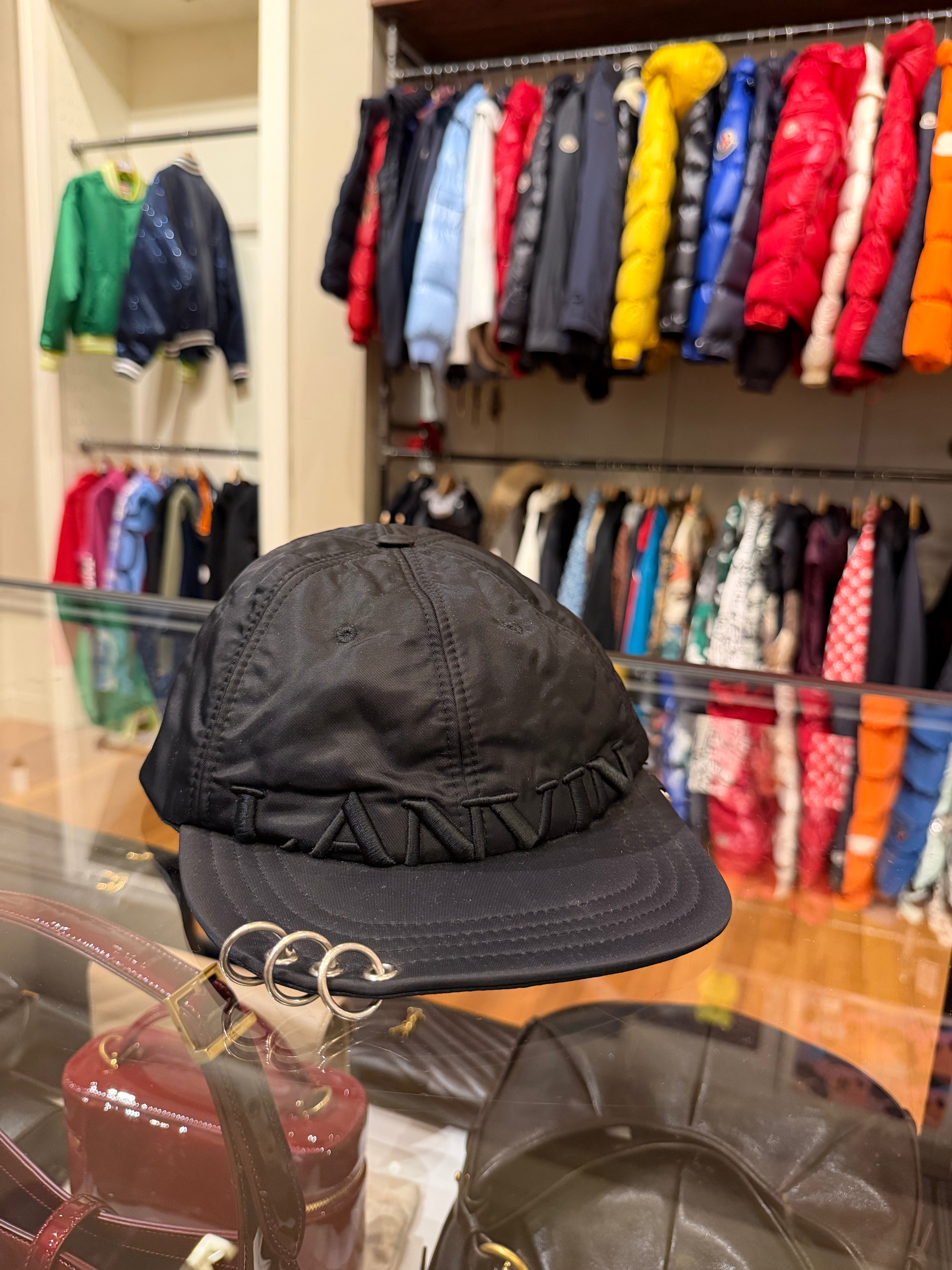 Lanvin Black Nylon Logo Baseball Cap