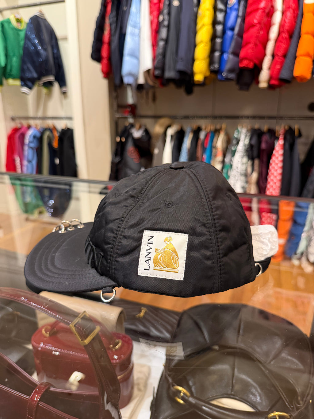 Lanvin Black Nylon Logo Baseball Cap