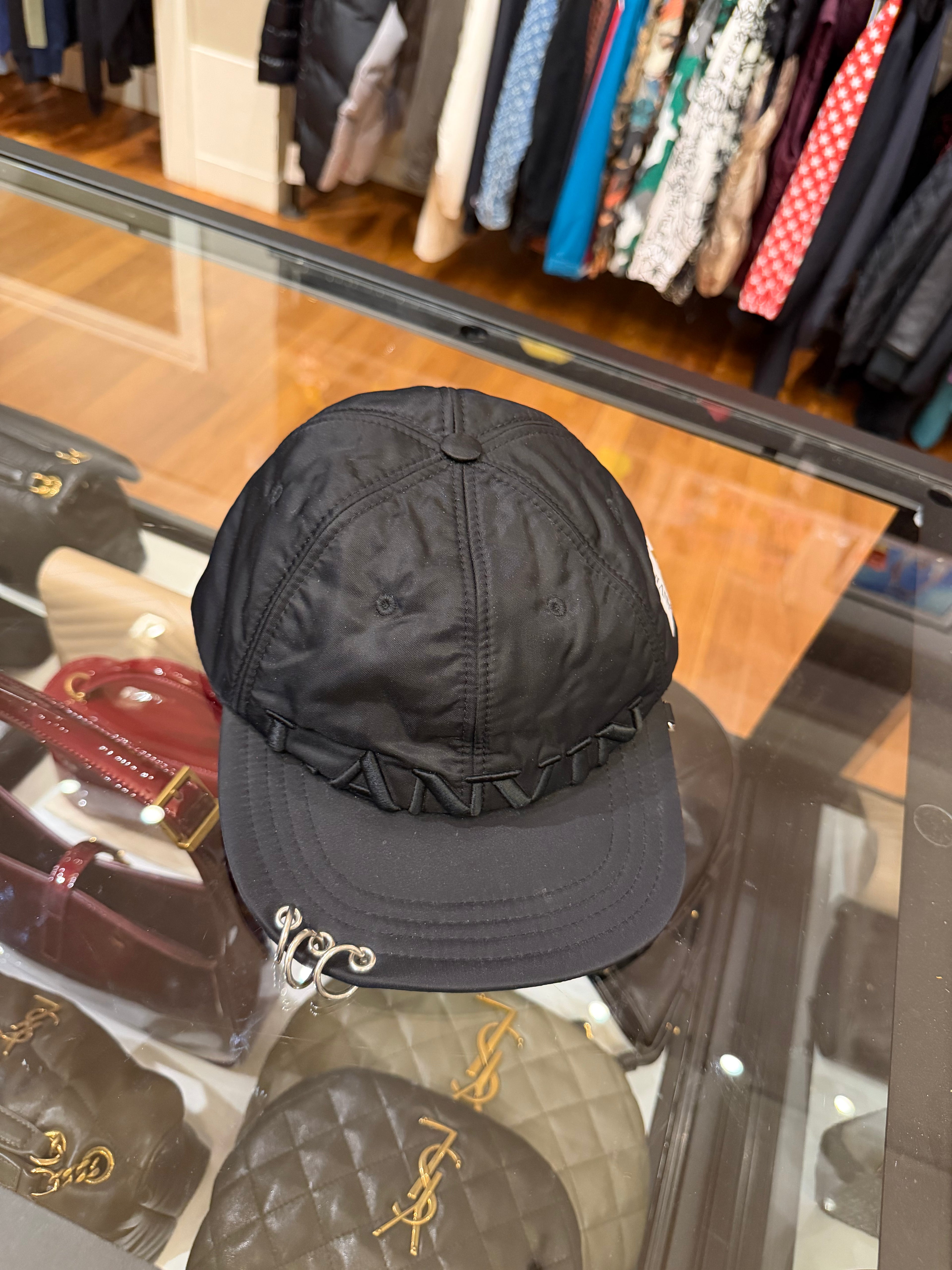 Lanvin Black Nylon Logo Baseball Cap