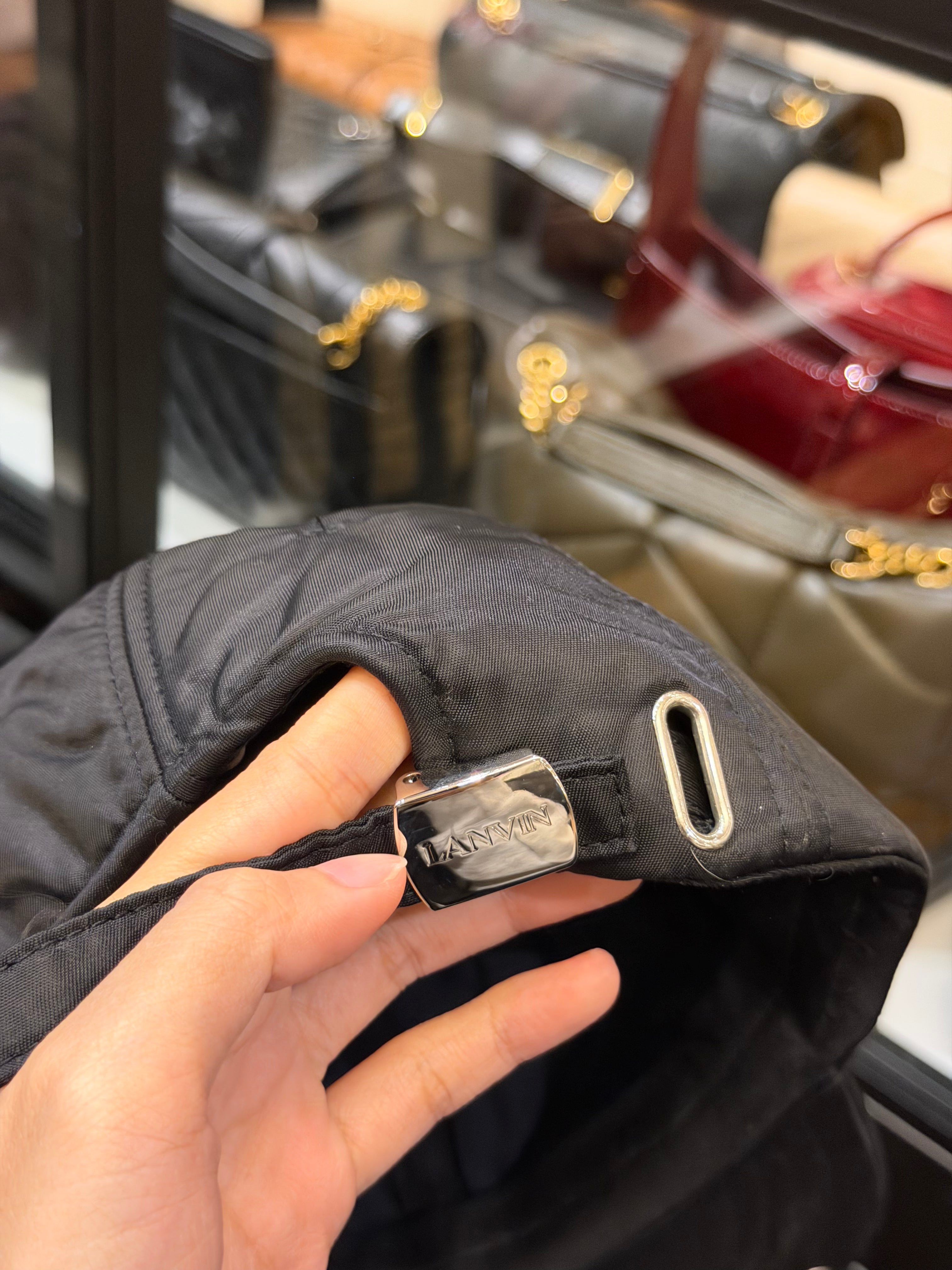 Lanvin Black Nylon Logo Baseball Cap