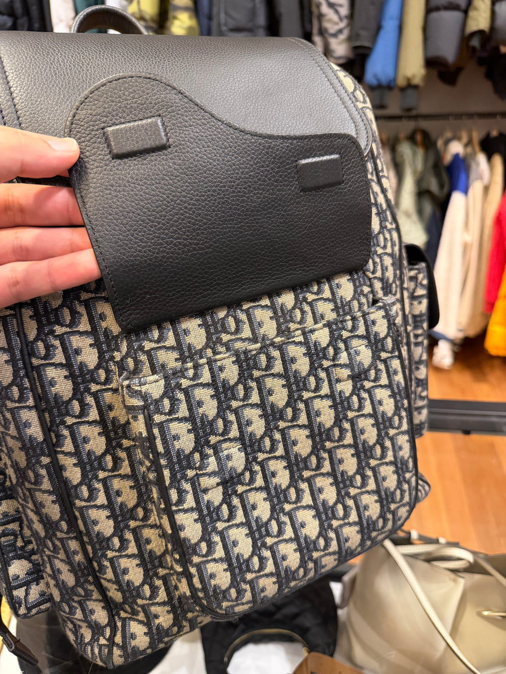 Dior Oblique Jacquard Saddle Bag - Beige/Black Canvas
