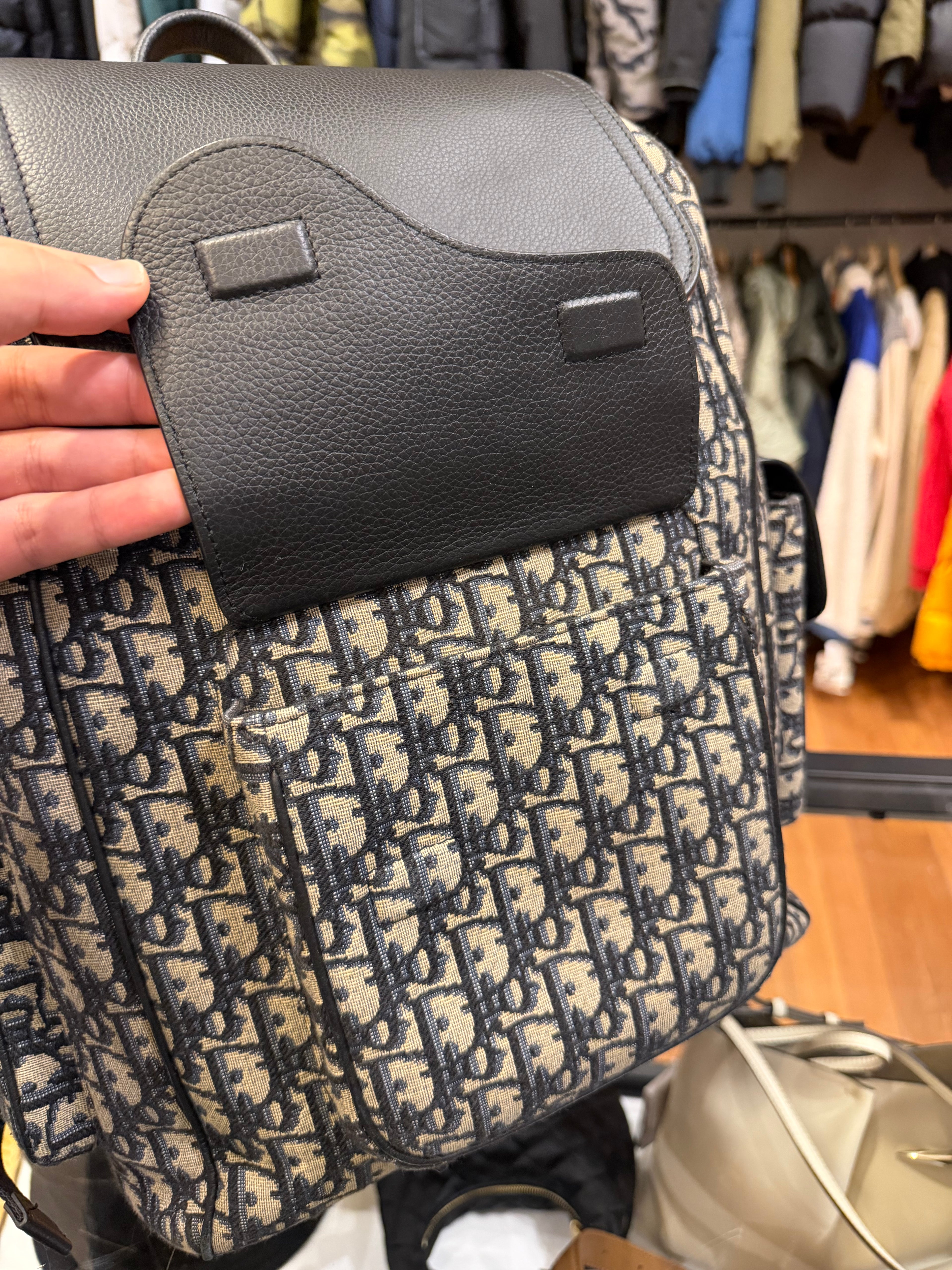 Dior Oblique Jacquard Saddle Bag - Beige/Black Canvas