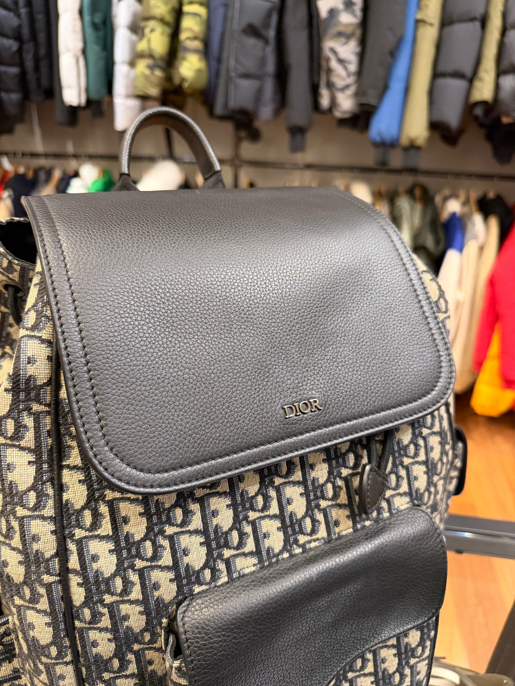 Dior Oblique Jacquard Saddle Bag - Beige/Black Canvas