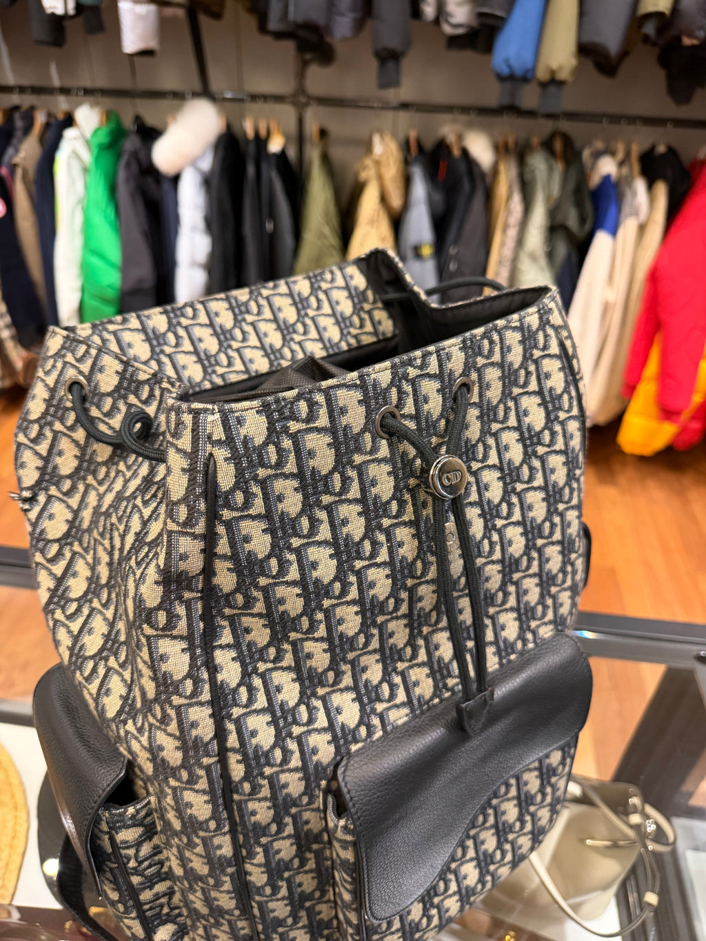 Dior Oblique Jacquard Saddle Bag - Beige/Black Canvas