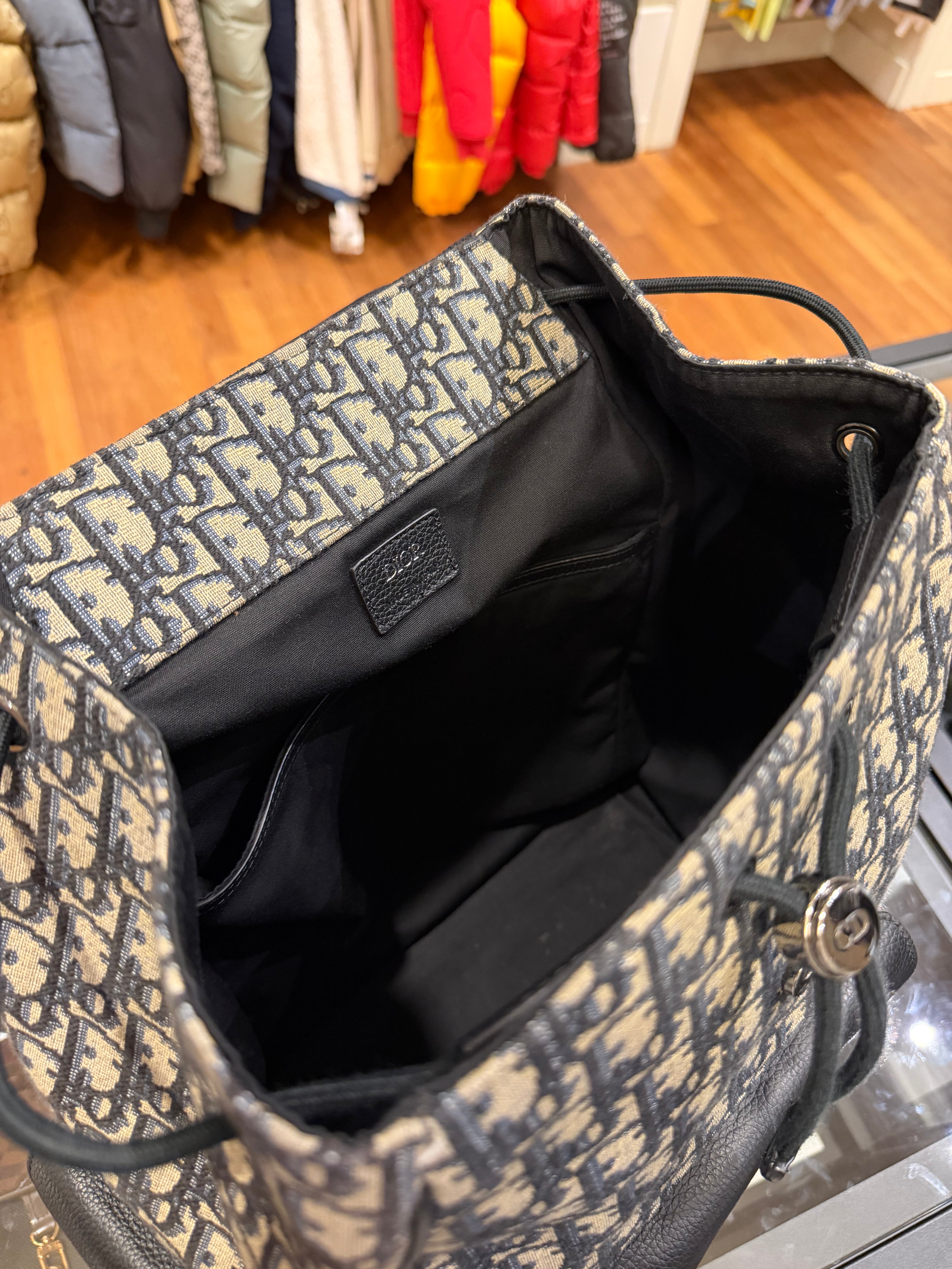 Dior Oblique Jacquard Saddle Bag - Beige/Black Canvas