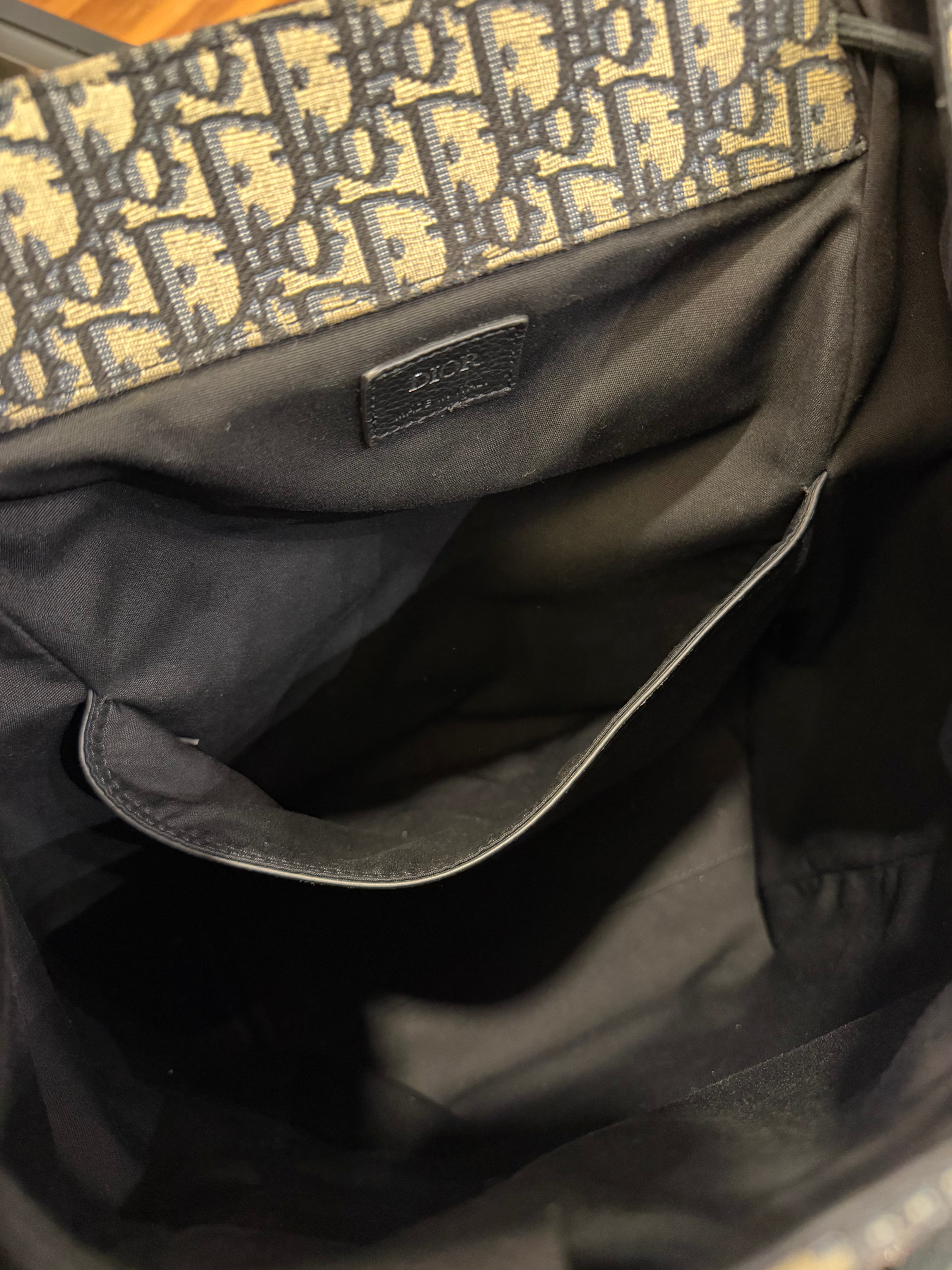 Dior Oblique Jacquard Saddle Bag - Beige/Black Canvas