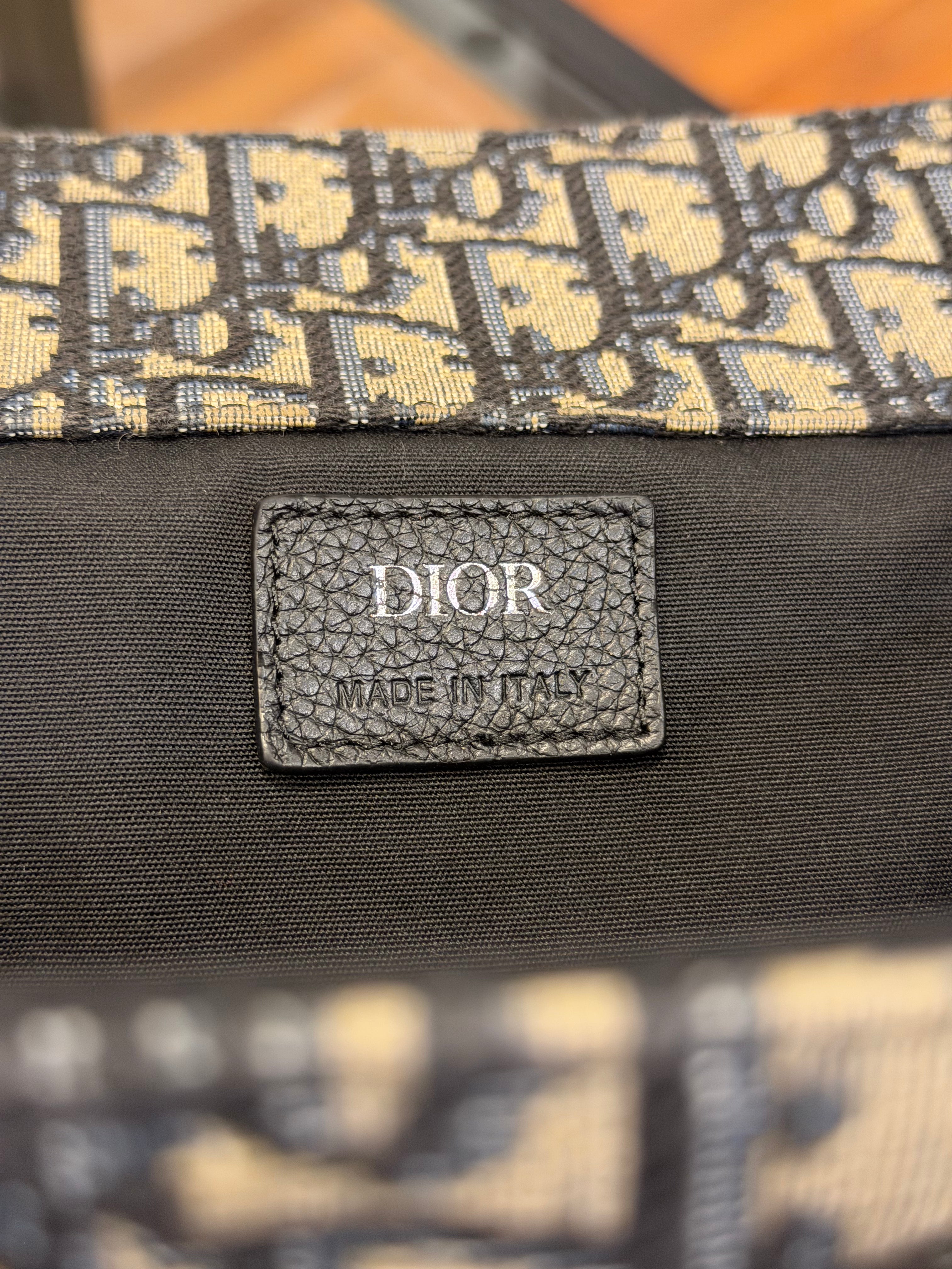 Dior Oblique Jacquard Saddle Bag - Beige/Black Canvas