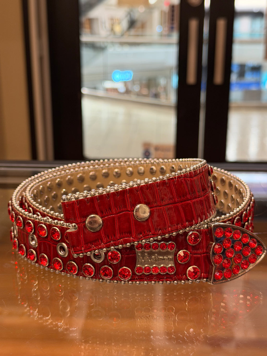 BB Simmons Rhinestone Croc Leather Strap