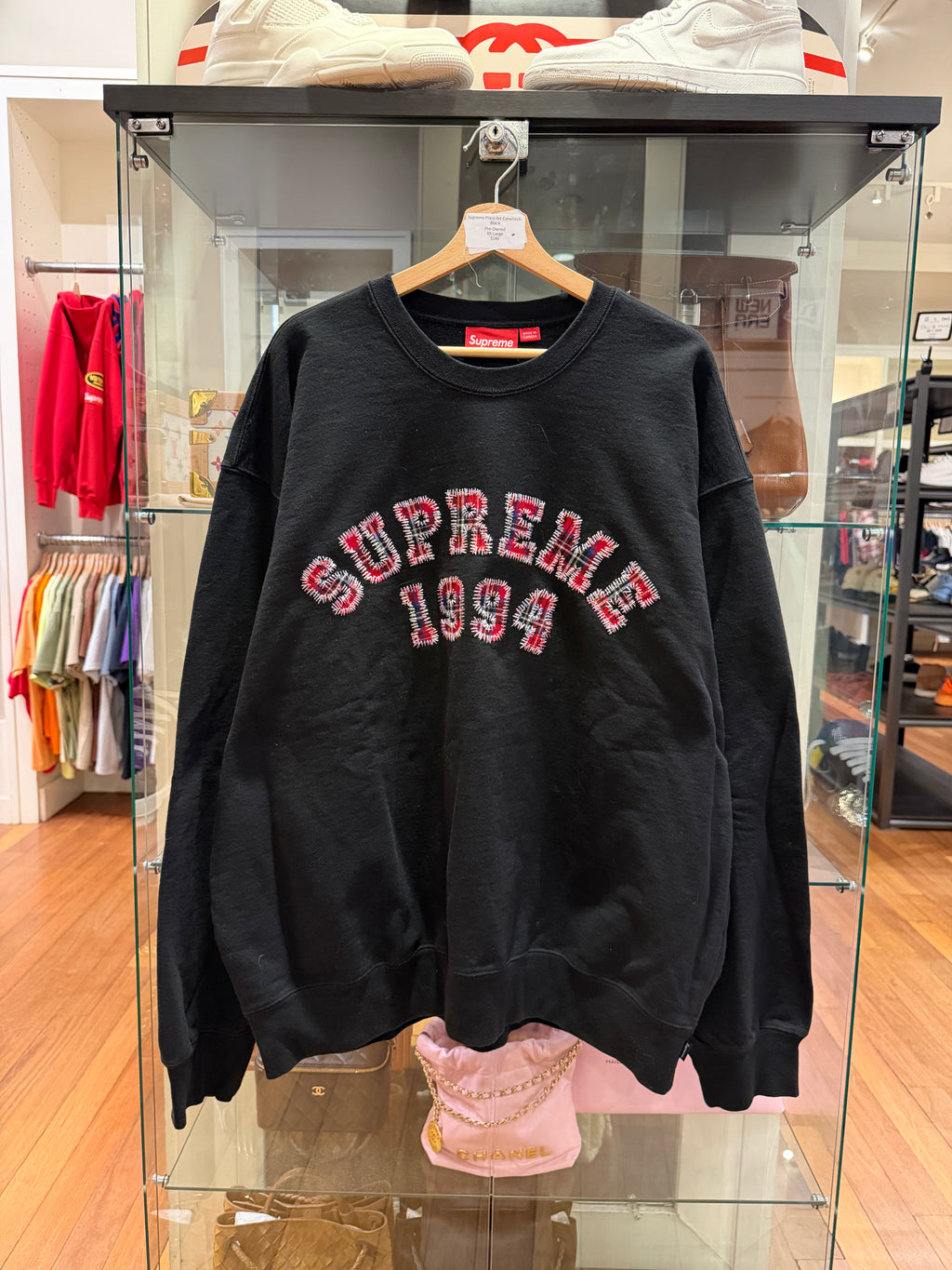Supreme Plaid Arc Crewneck - Black
