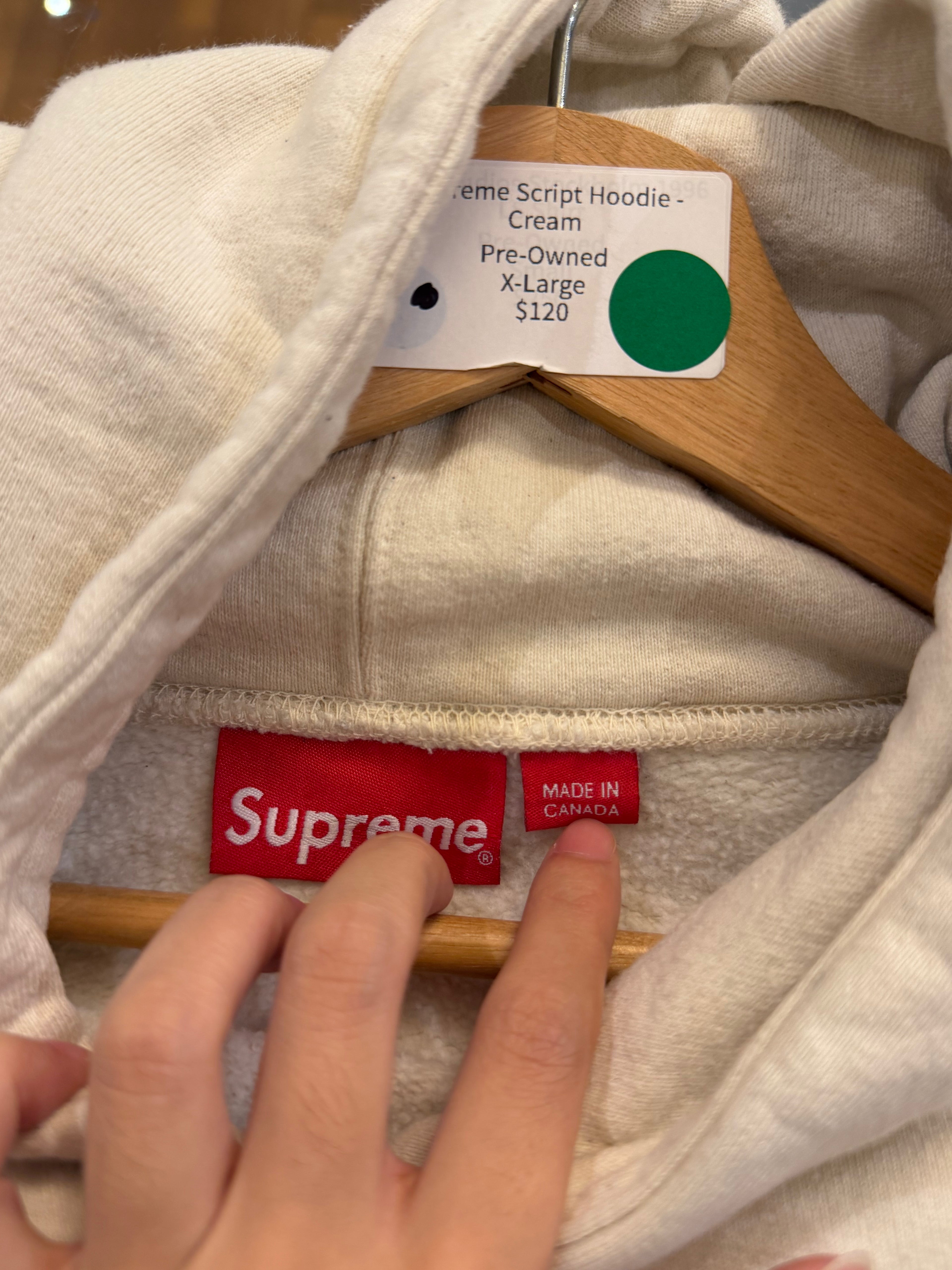 Supreme Script Hoodie -
Cream