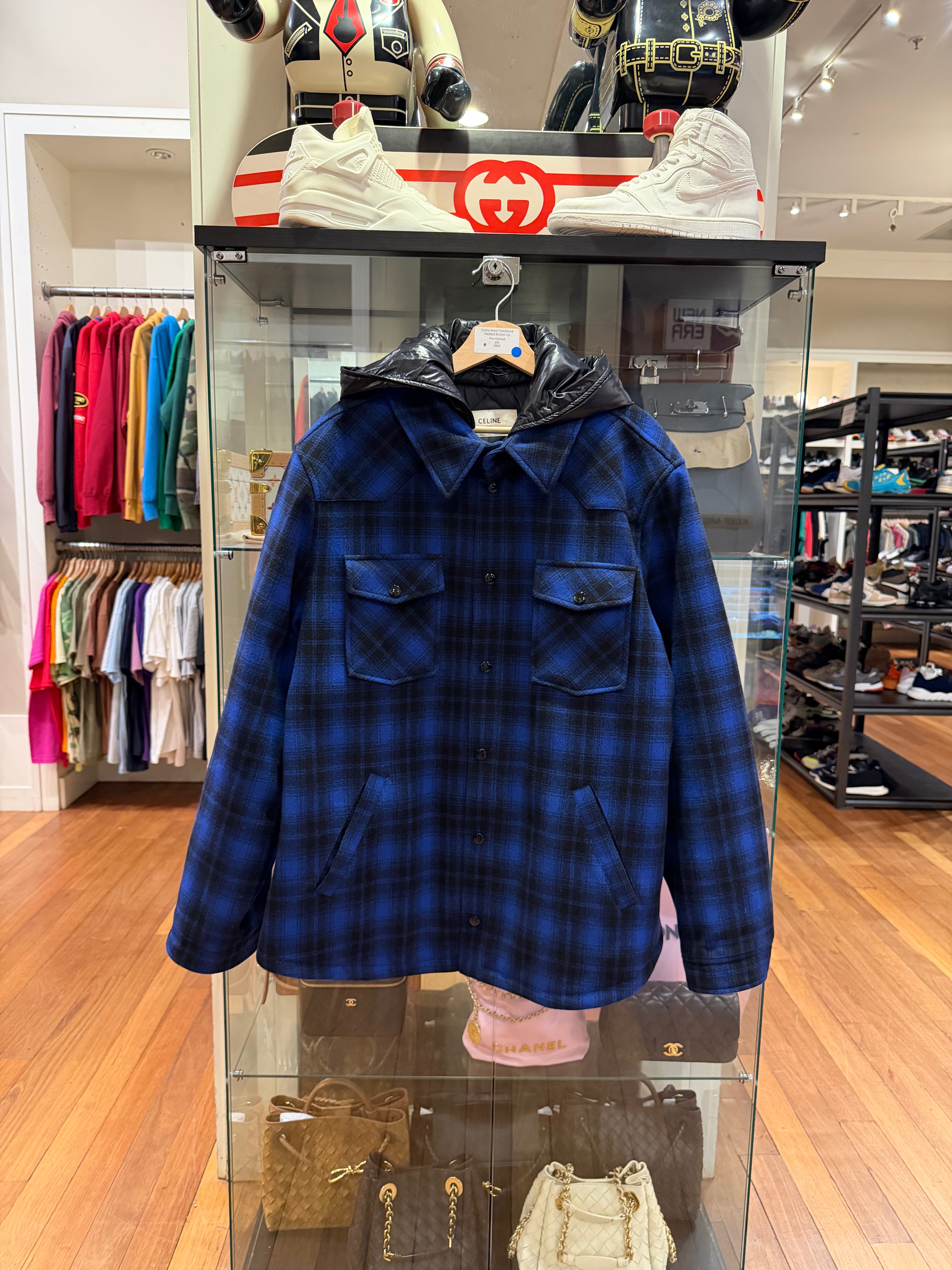 Celine Wool Checkered
Padded Button Up