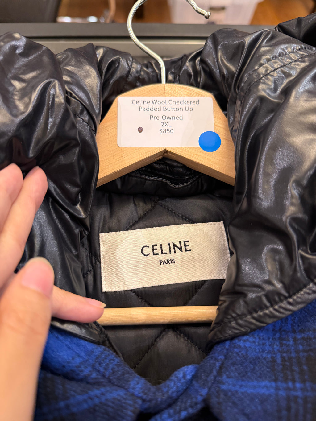 Celine Wool Checkered
Padded Button Up