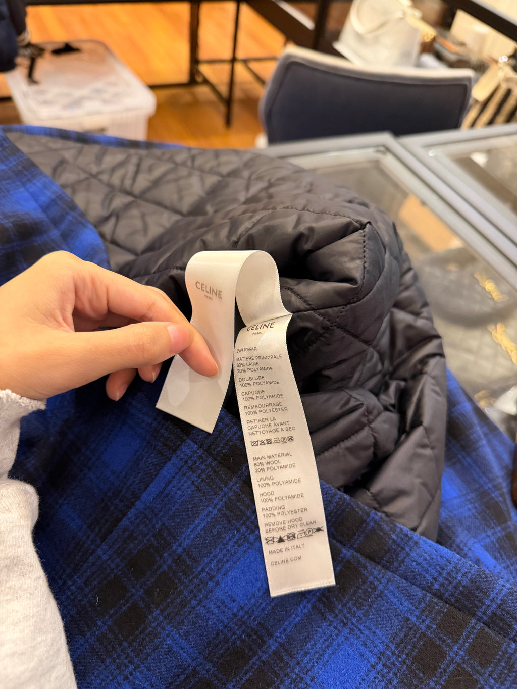 Celine Wool Checkered
Padded Button Up