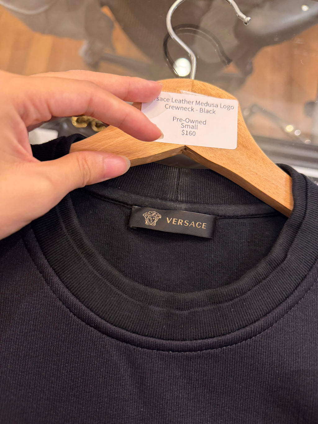 Versace Leather Medusa Logo Crewneck