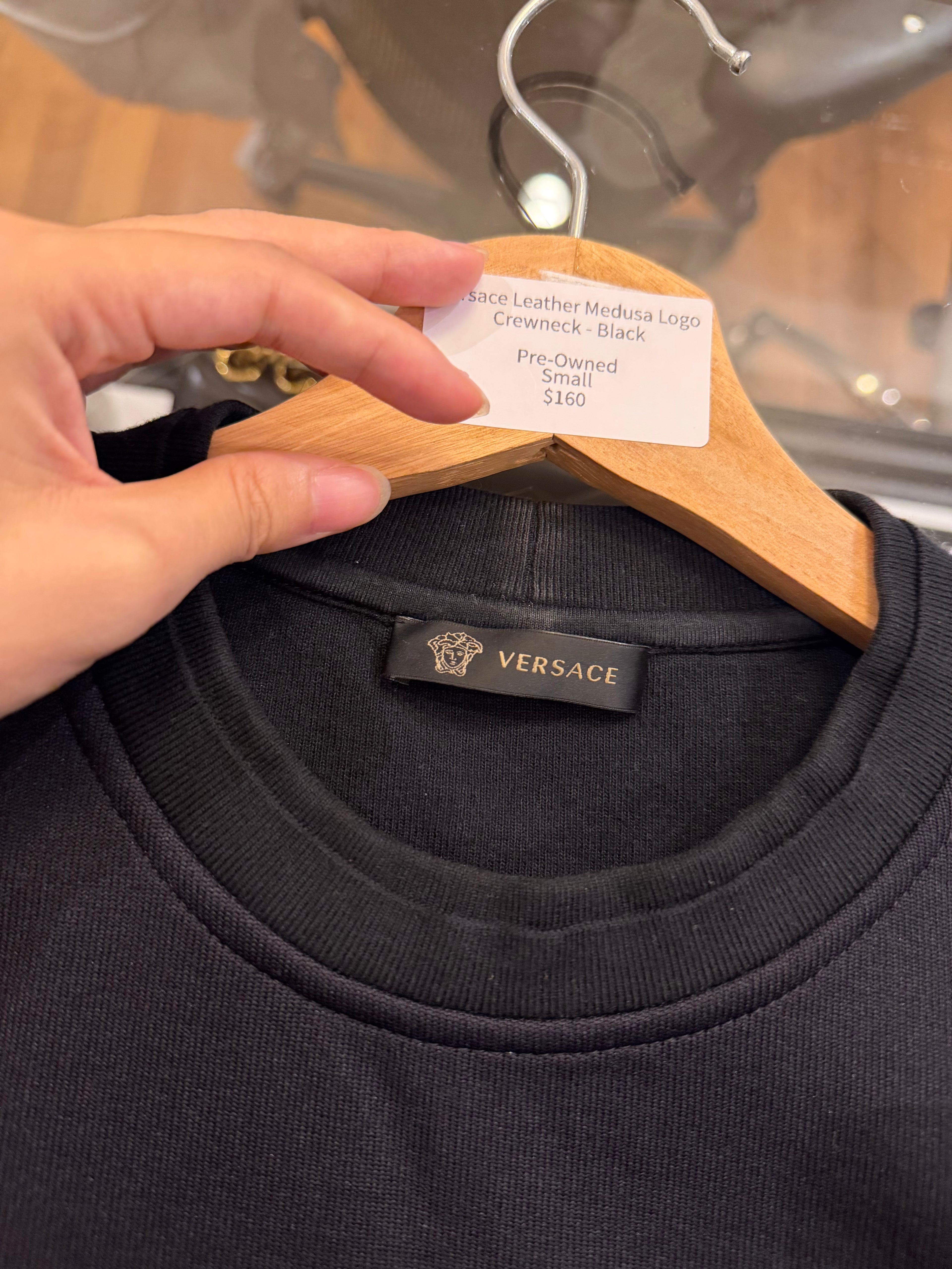 Versace Leather Medusa Logo Crewneck