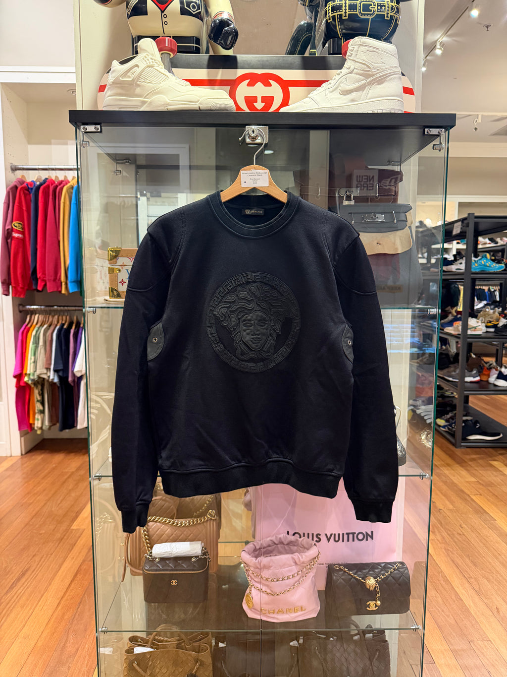 Versace Leather Medusa Logo Crewneck
