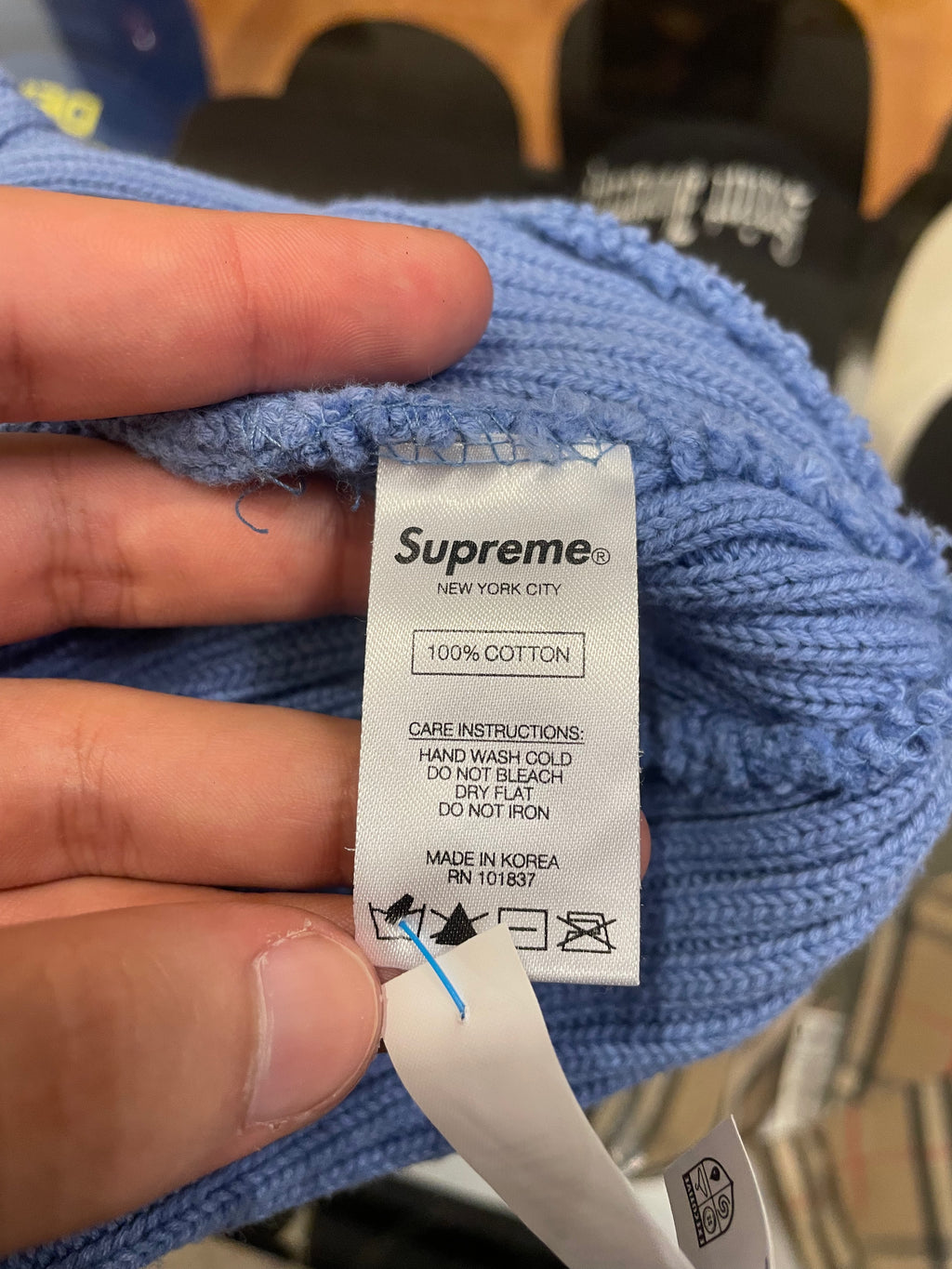 Supreme SS21 Overdyed Beanie - Blue
