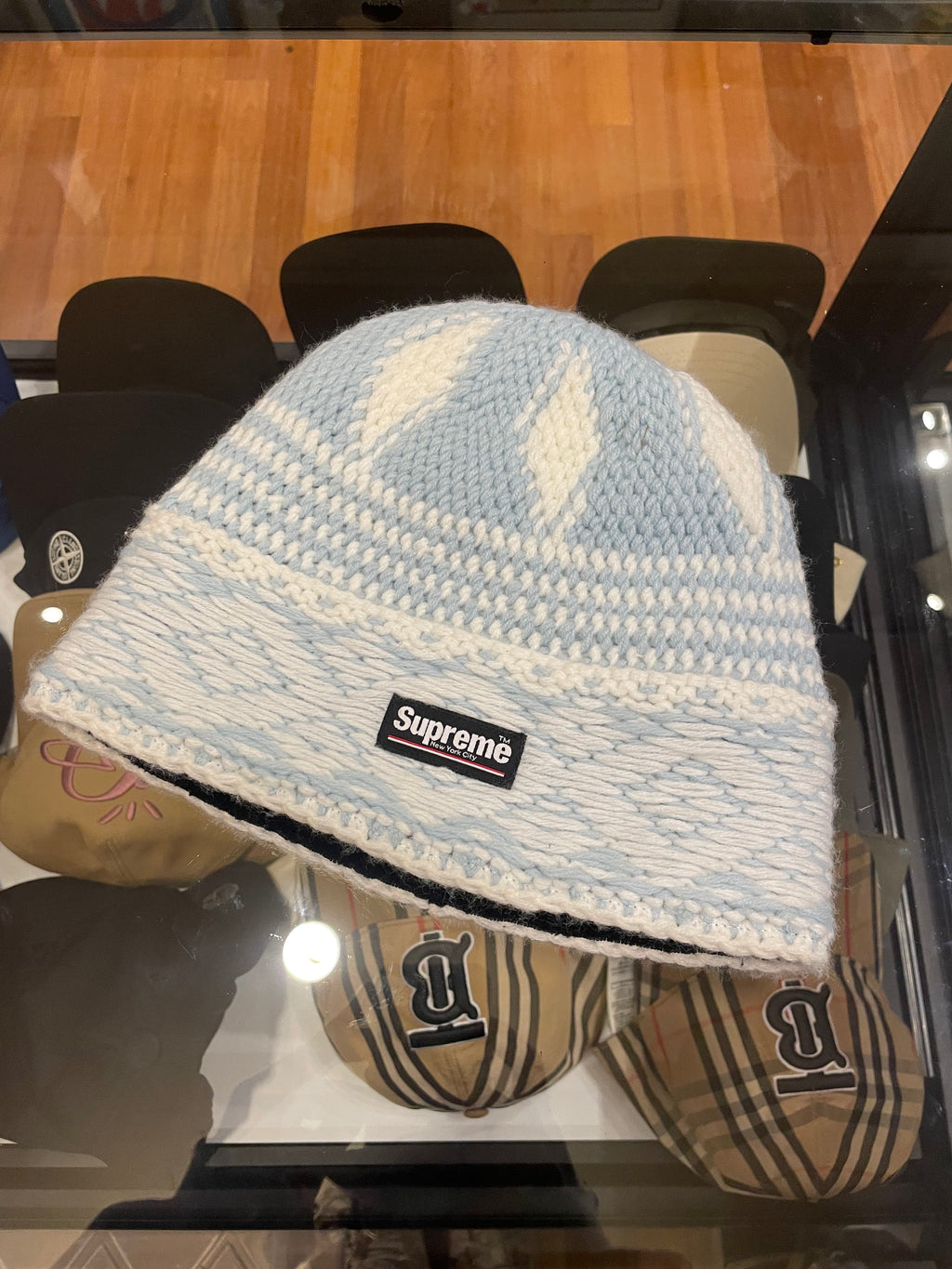 Supreme FW25 Diamond Beanie - Light Blue