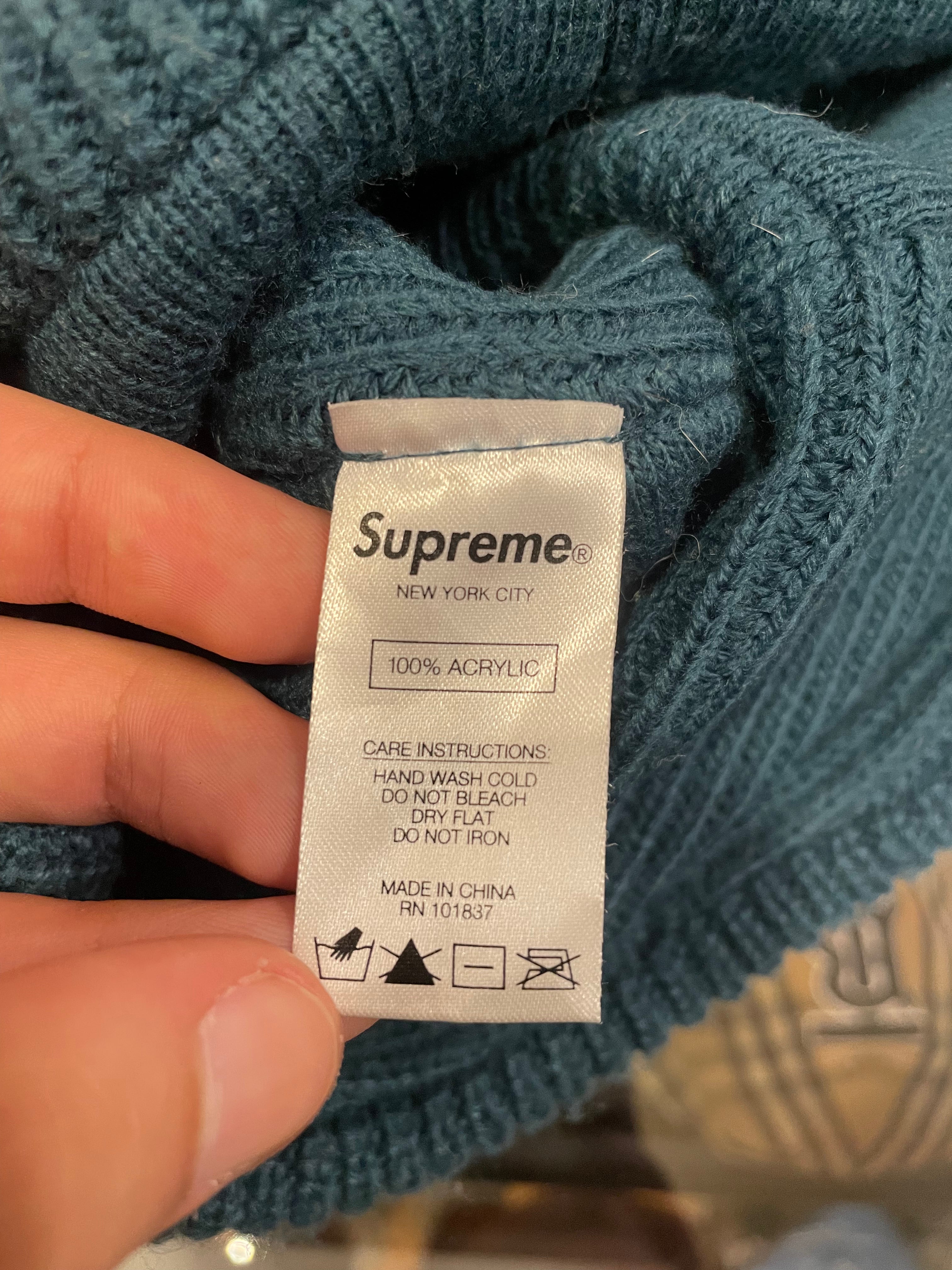 Supreme FW20 Paneled Seam Beanie -Work Teal