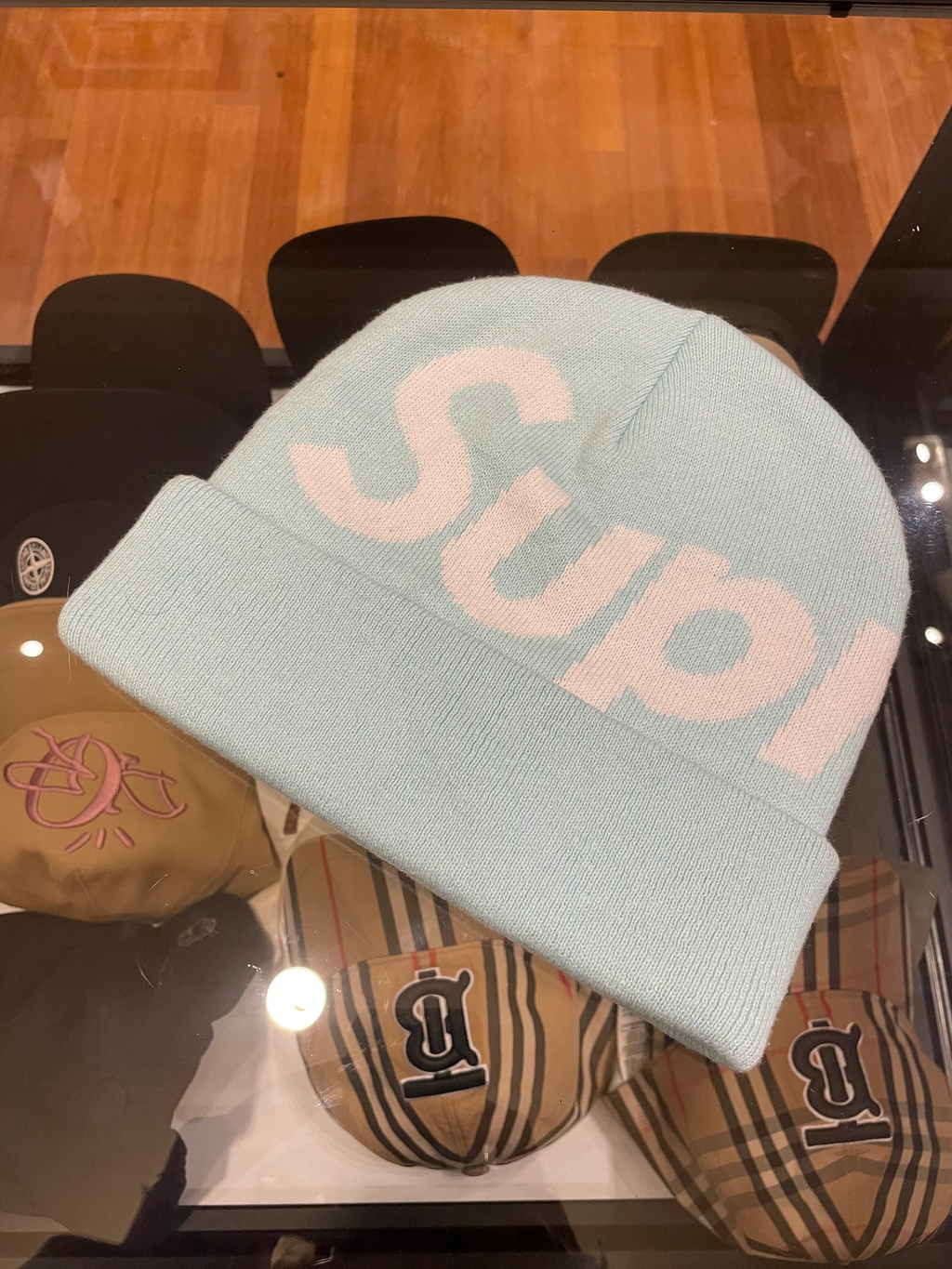 Supreme FW25 Big Logo Beanie- Light Blue