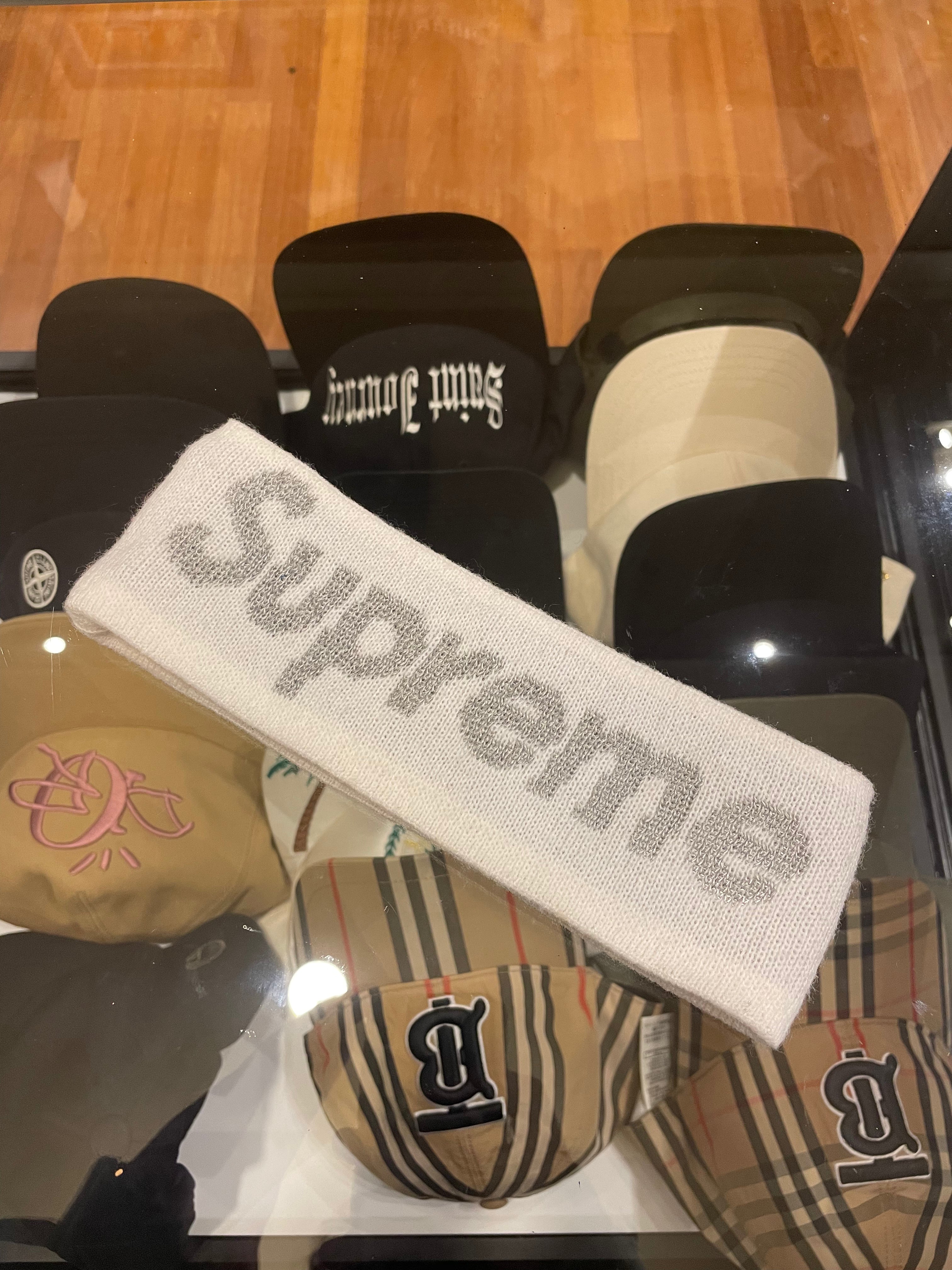 Supreme x New Era FW16 Reflective Logo Headband - White