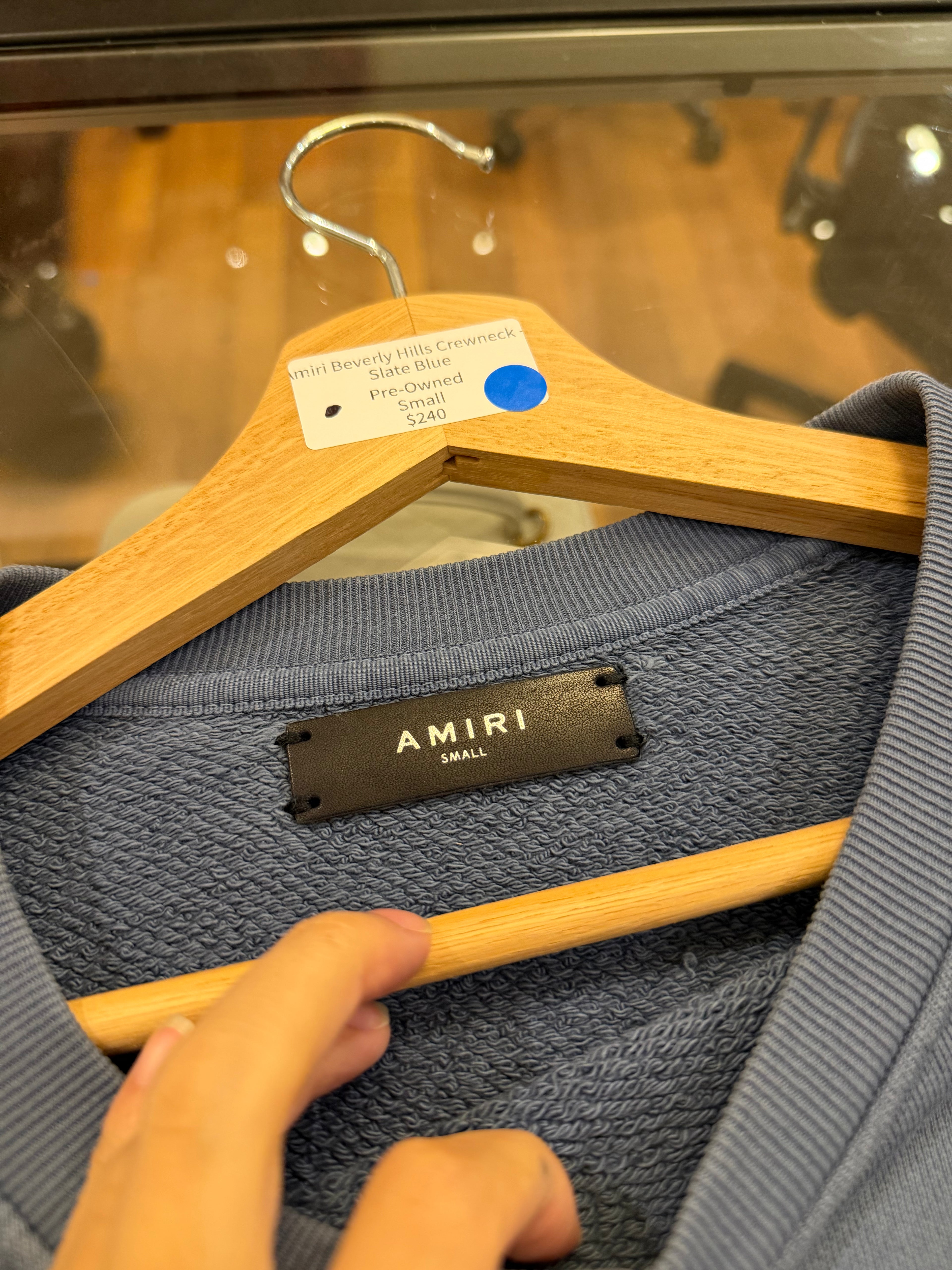 Amiri Beverly Hills Crewneck-
Slate Blue