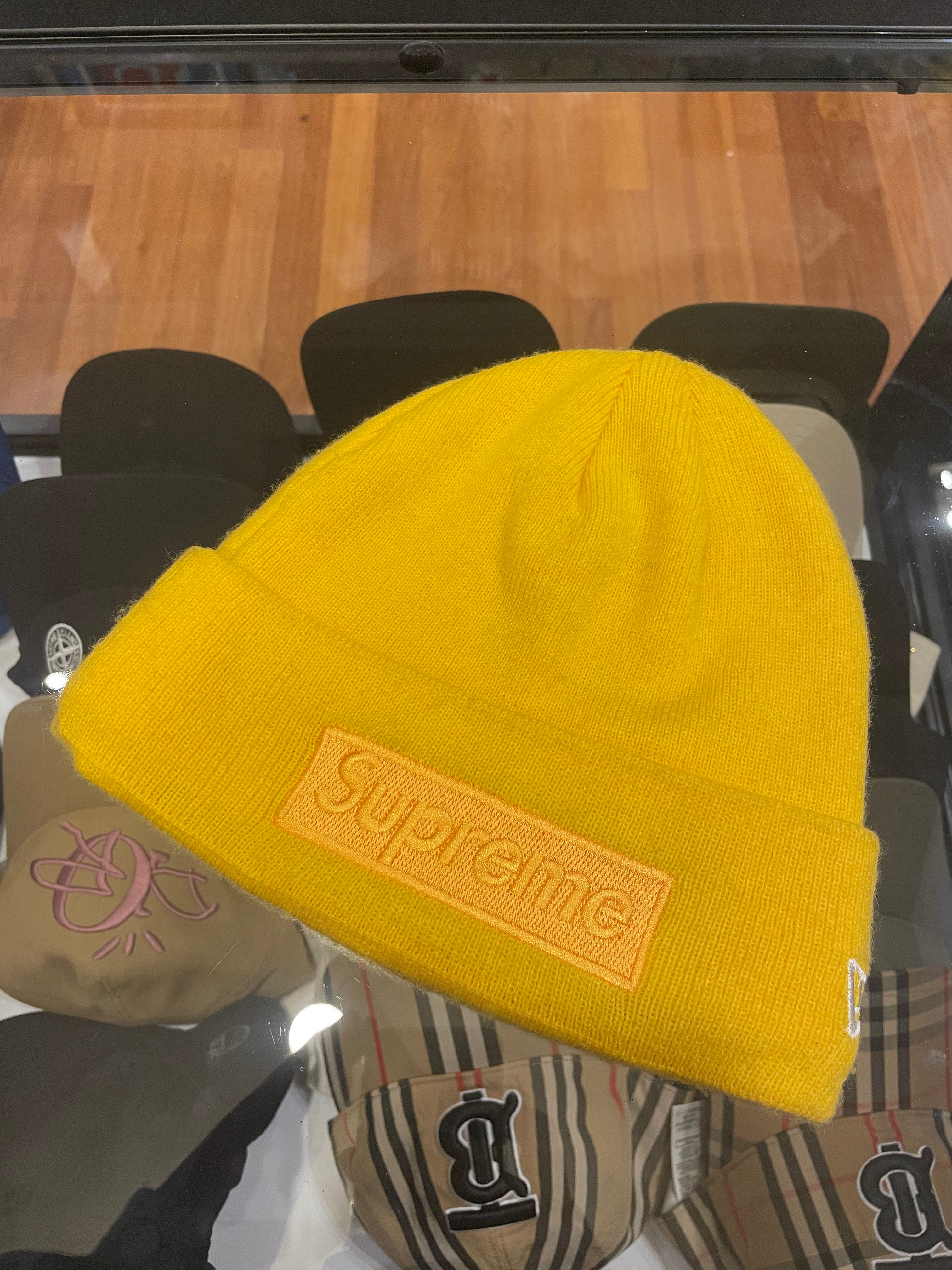 Supreme x New Era FW20 Box Logo Beanie - Yellow/Yellow