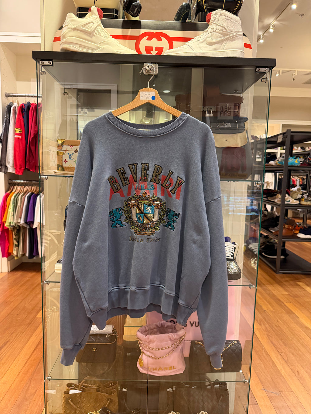 Amiri Beverly Hills Crewneck-
Slate Blue