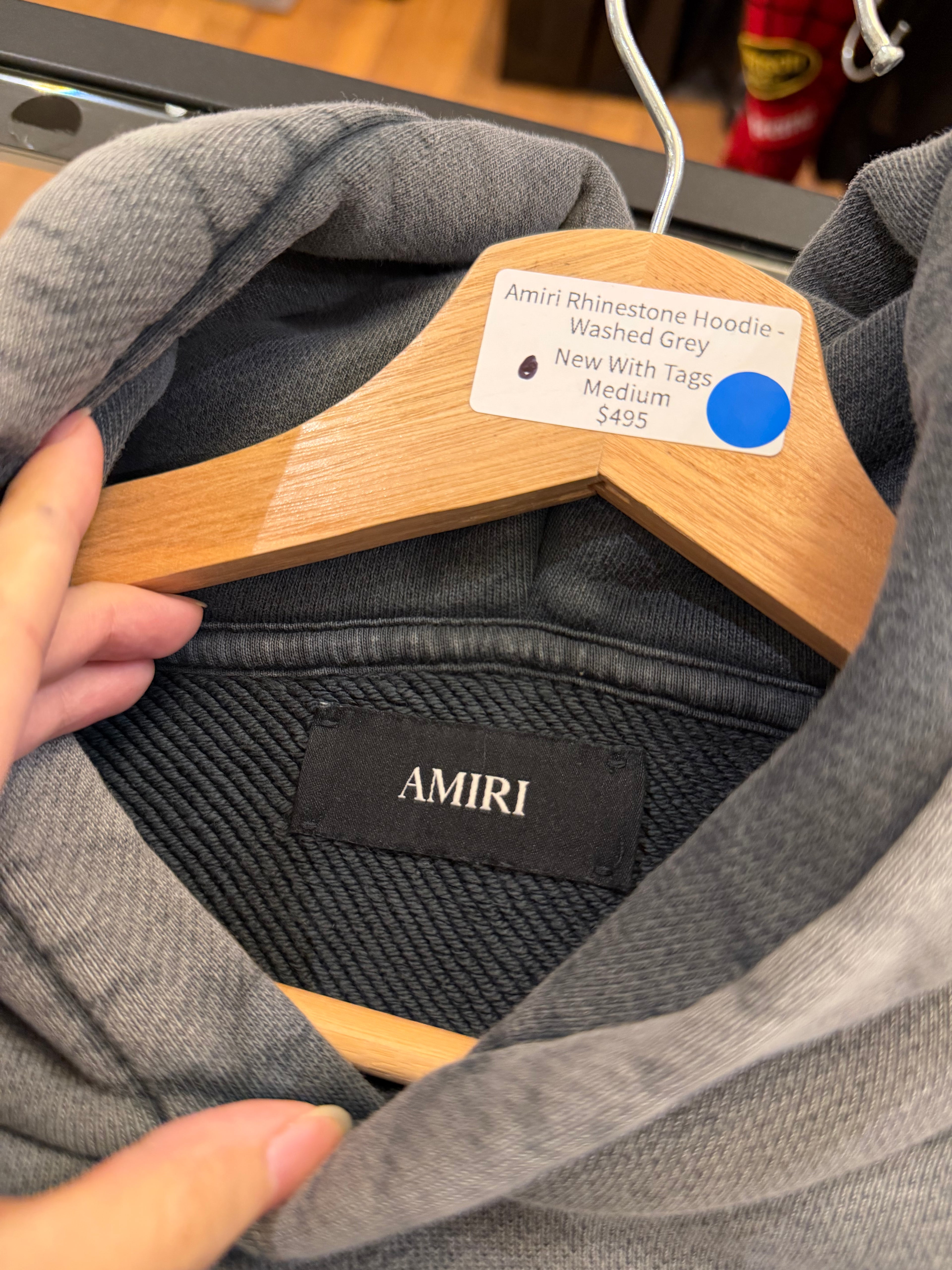 Amiri Rhinestone Hoodie - Washed Grey