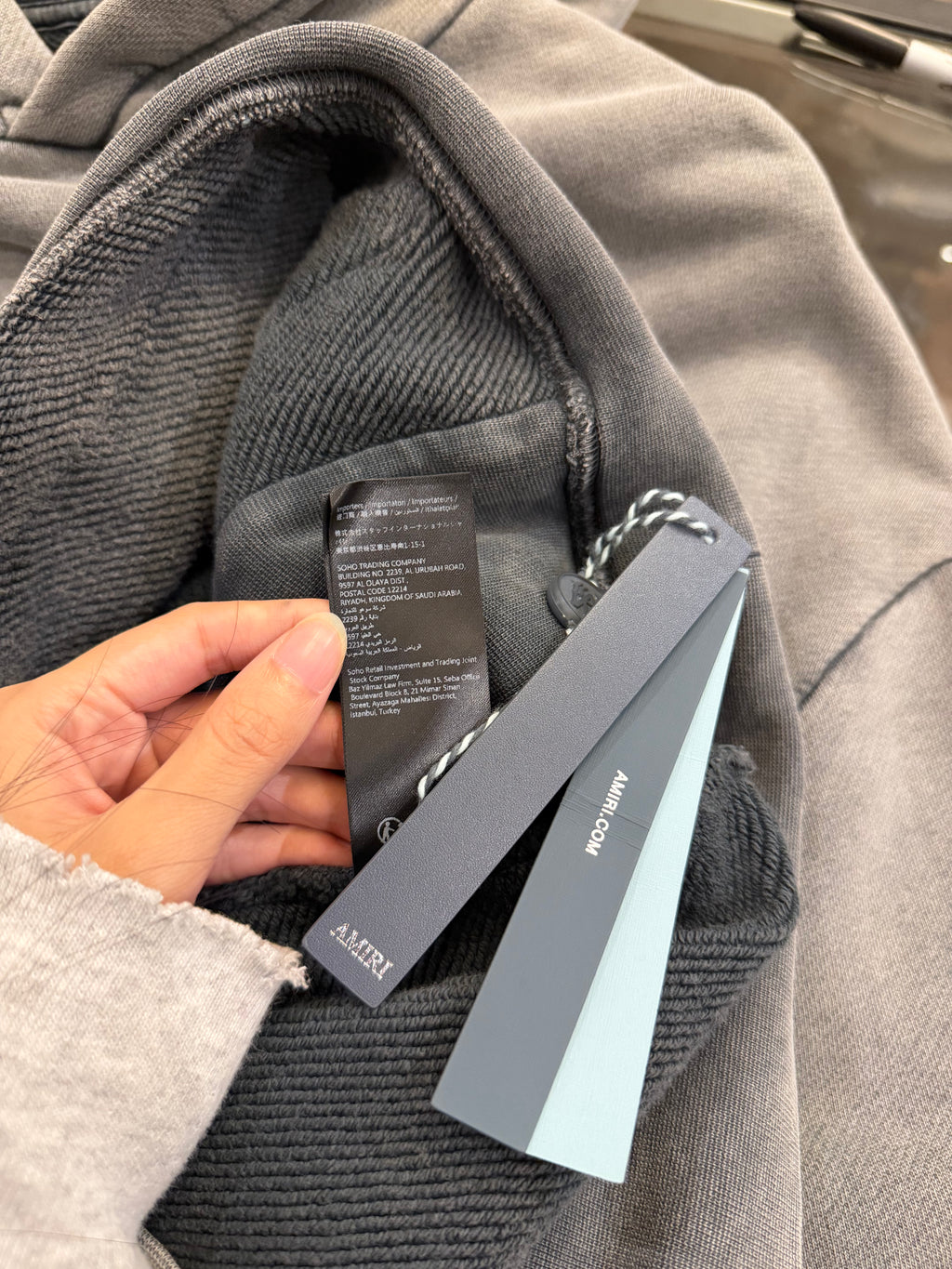Amiri Rhinestone Hoodie - Washed Grey