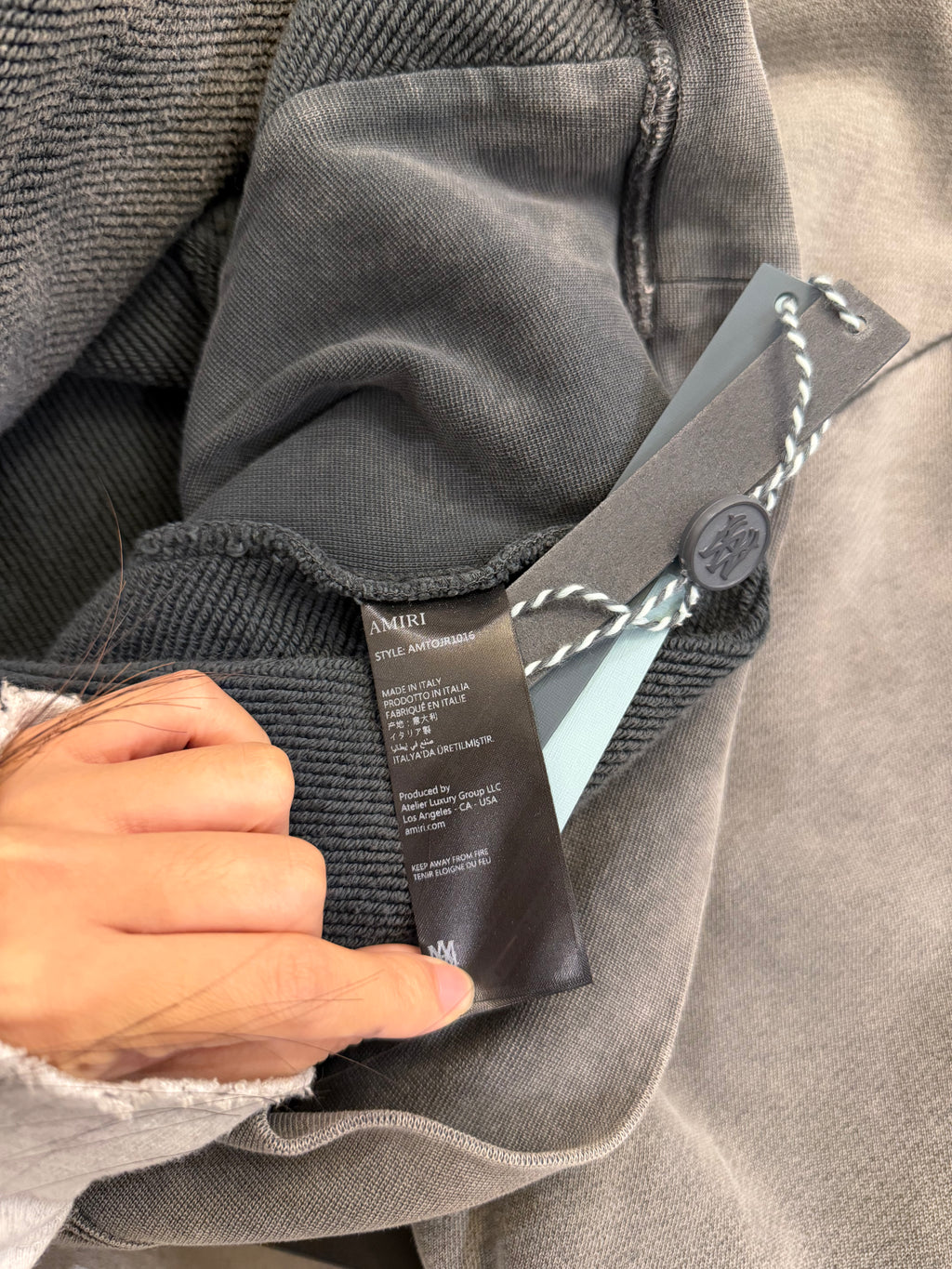Amiri Rhinestone Hoodie - Washed Grey